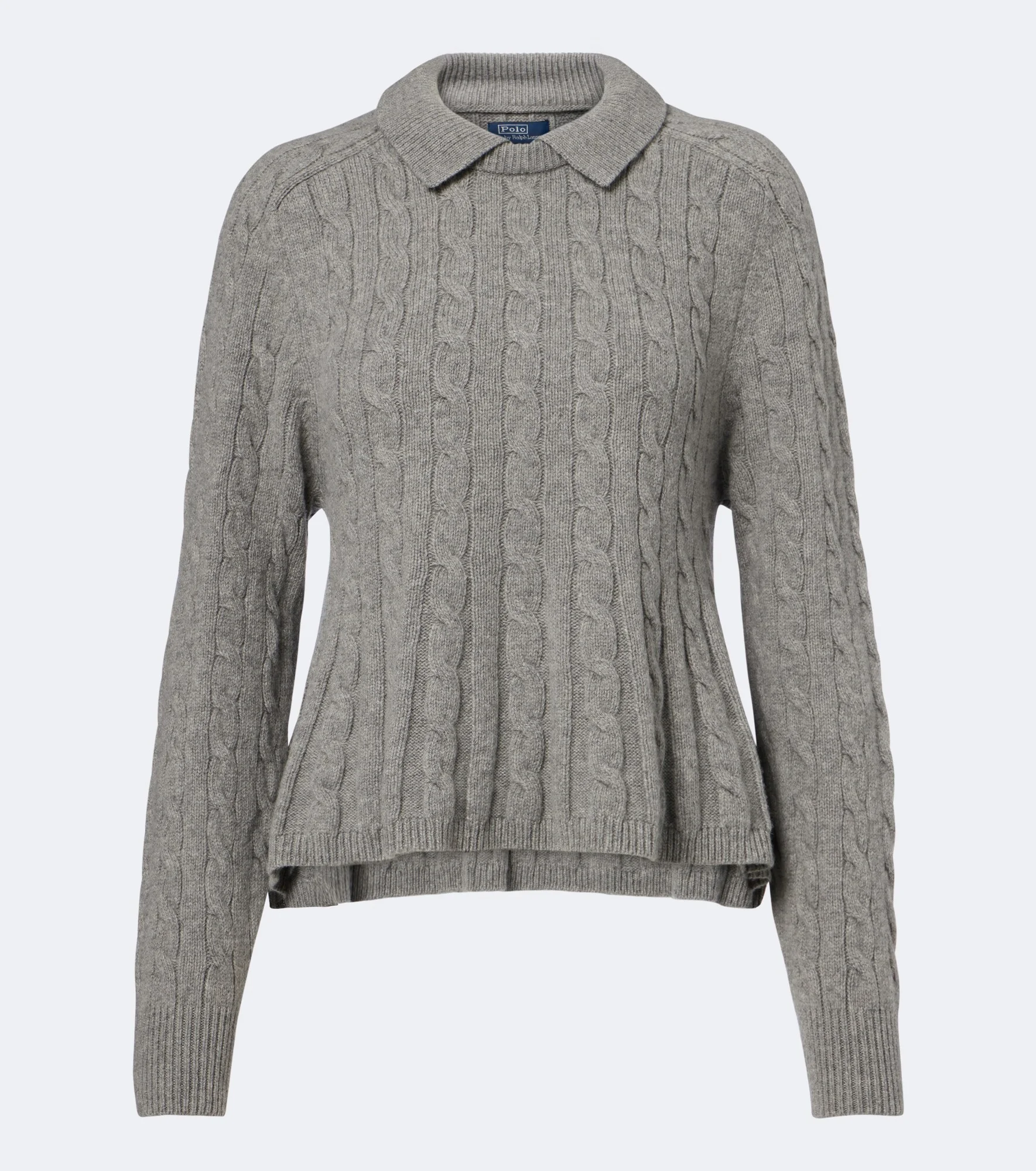Cable-knit wool and cashmere polo sweater - 1