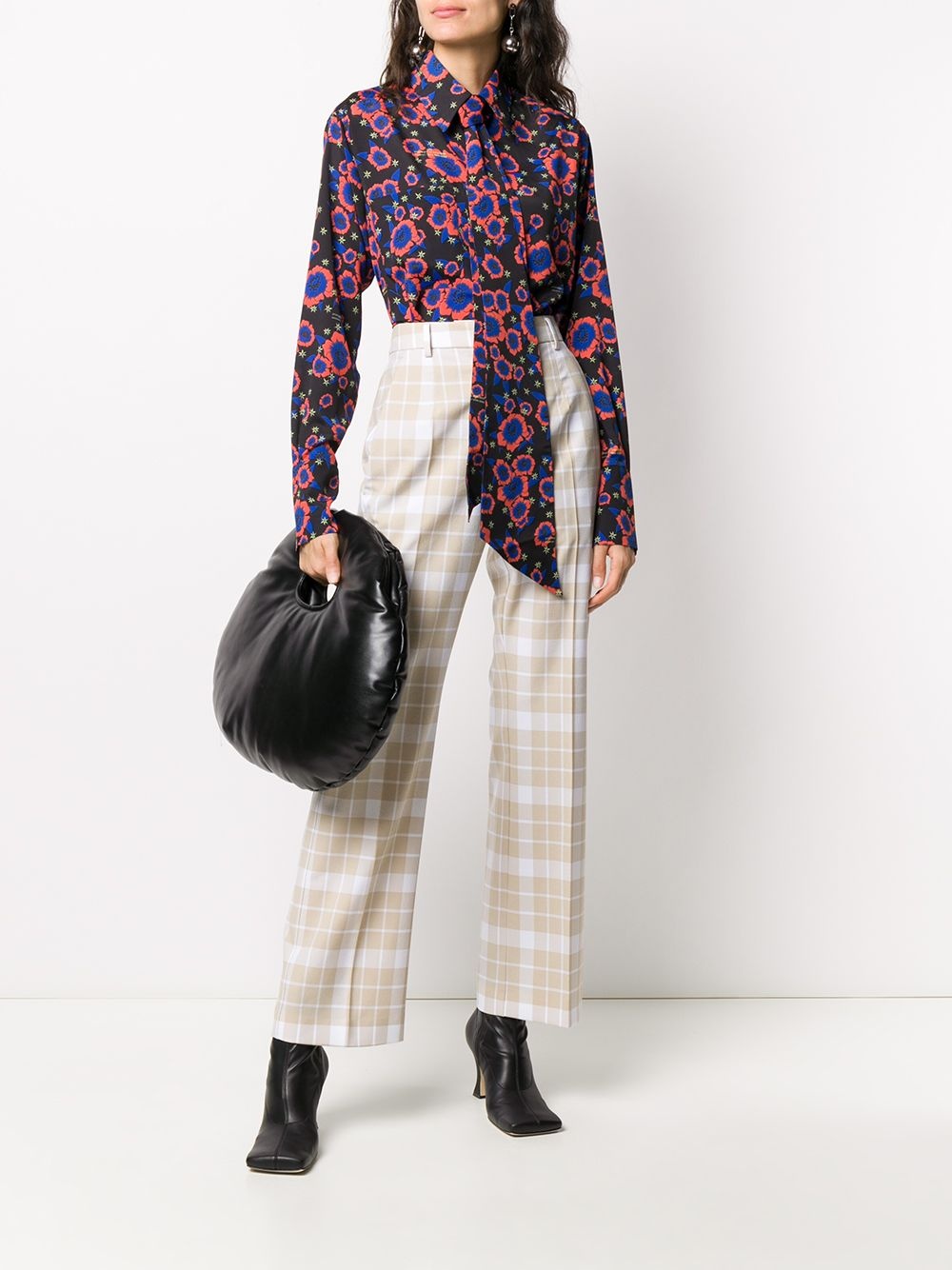 floral-print tie-insert shirt - 2