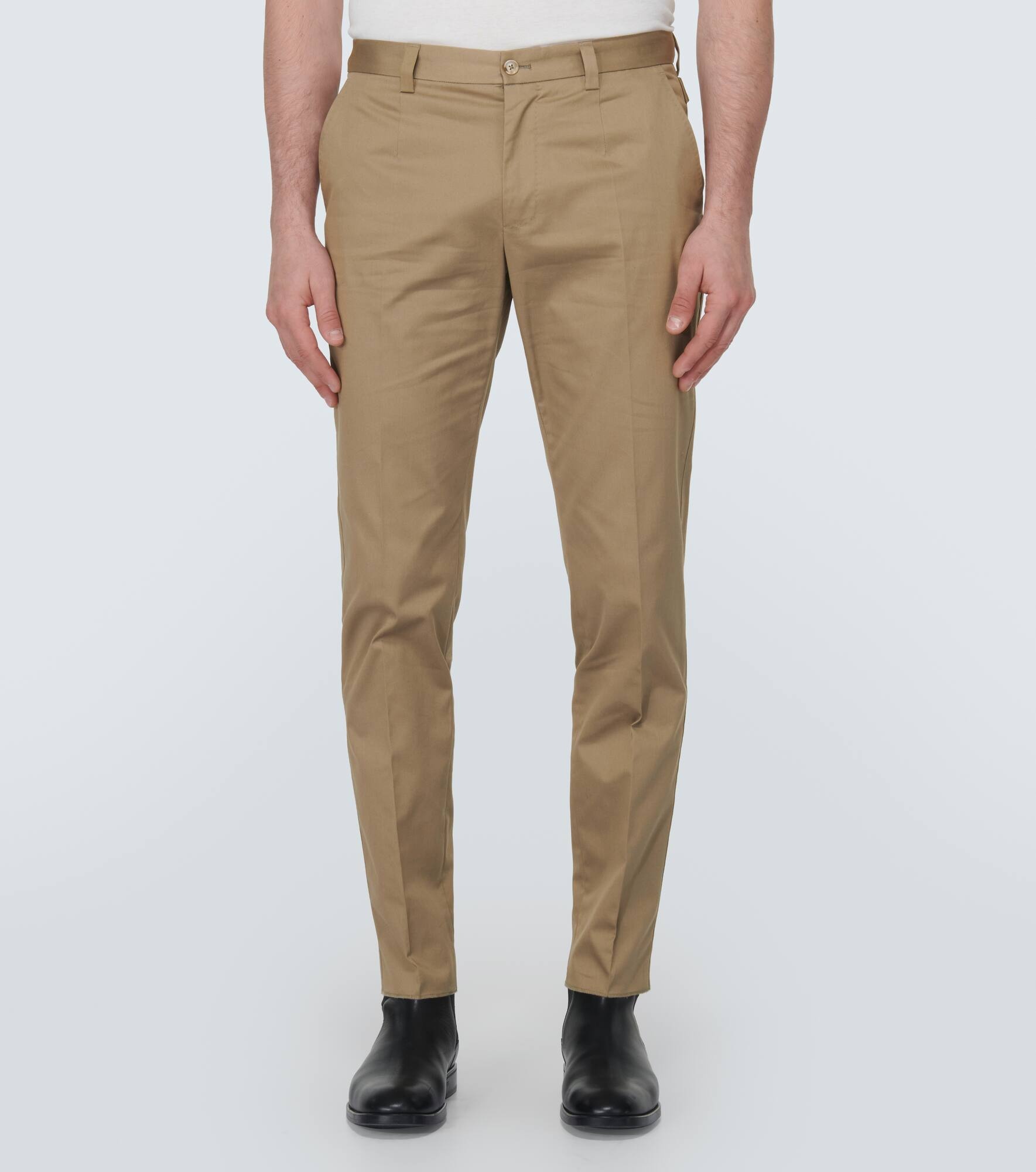 High-rise cotton-blend chinos - 3