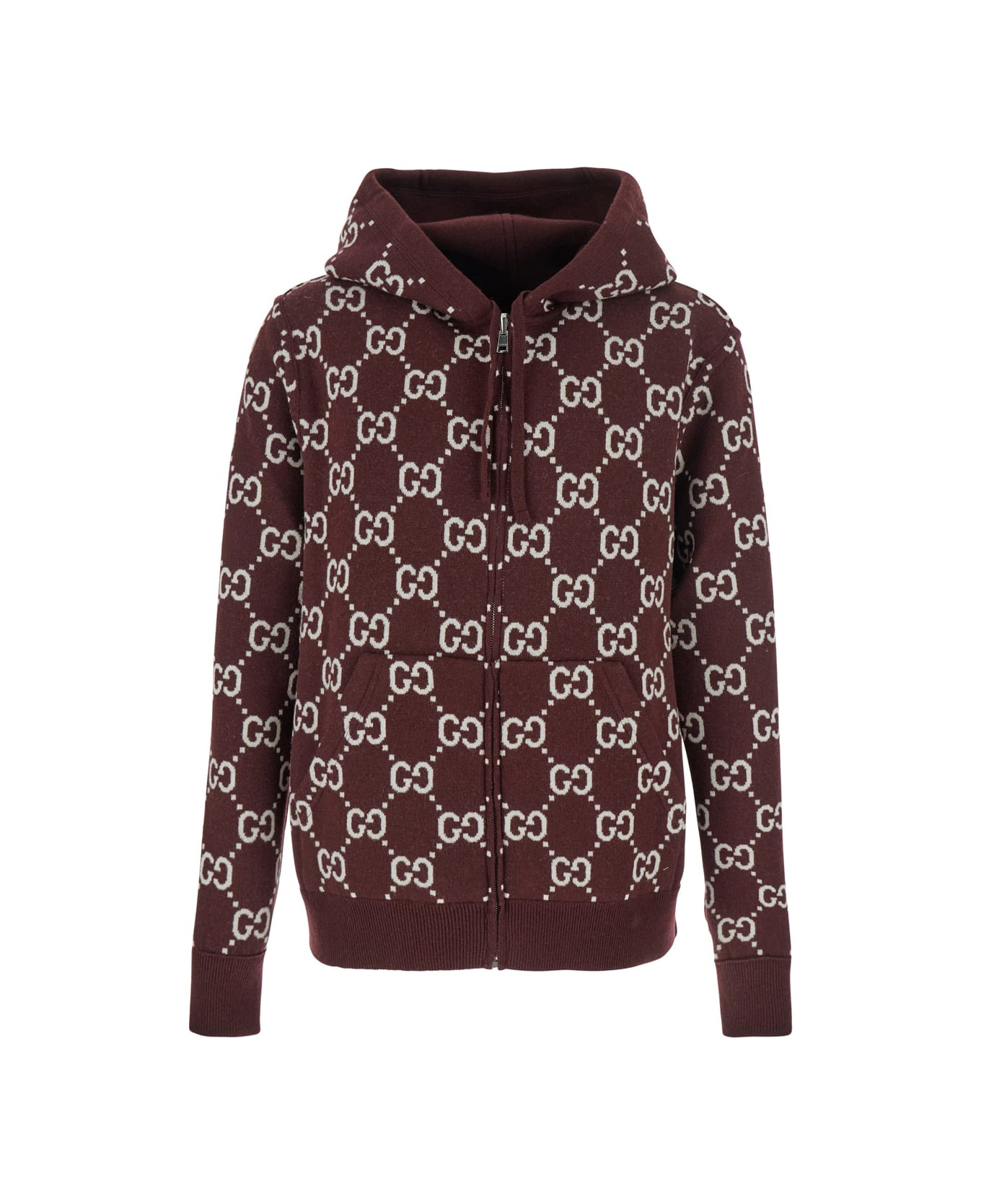 Bordeaux Reversible Cardigan With Drawstring Hood In Wool Man - 4