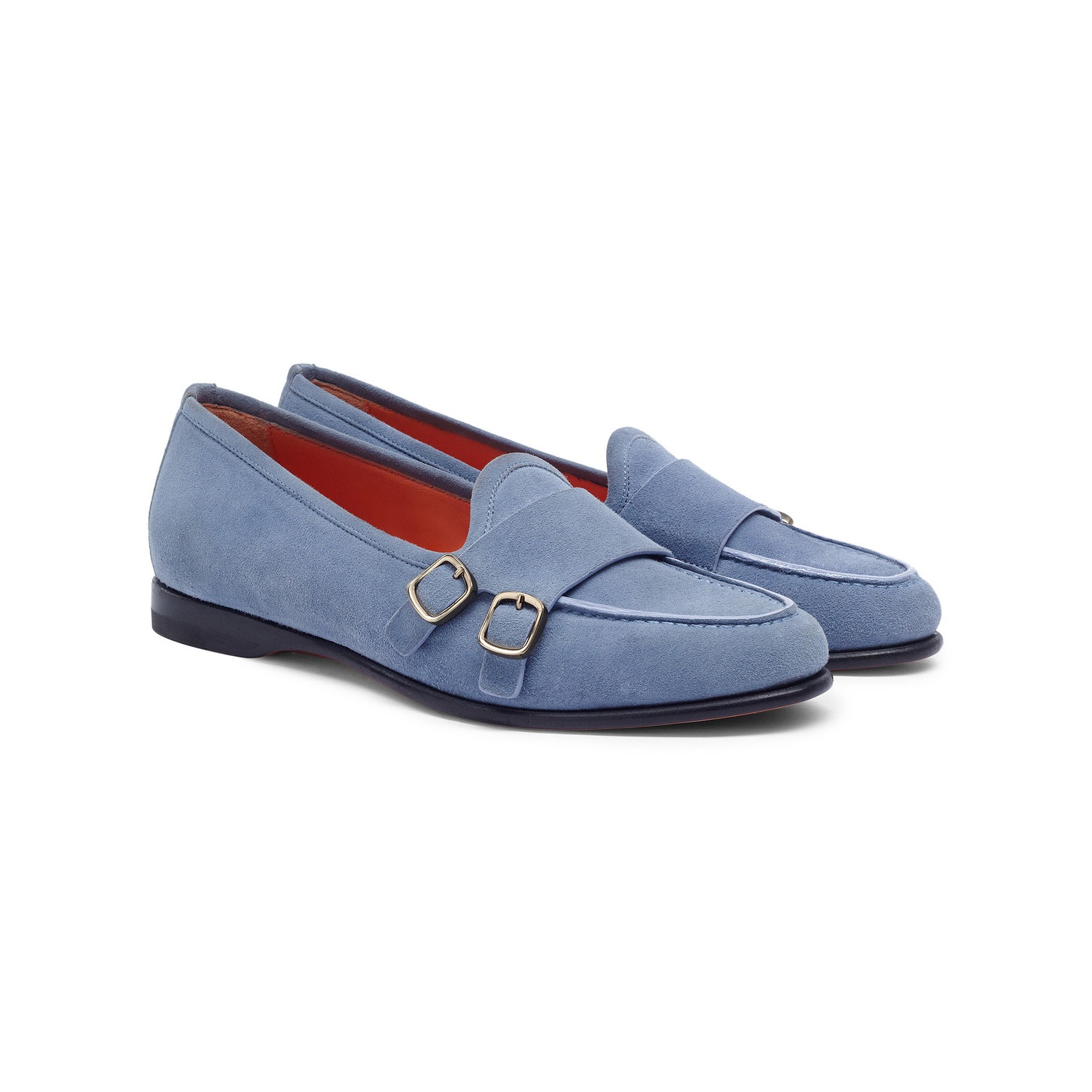 Women's light blue suede Andrea double-buckle loafer - 3