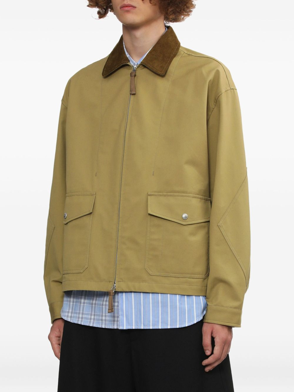 corduroy-collar flap-pocket jacket - 3