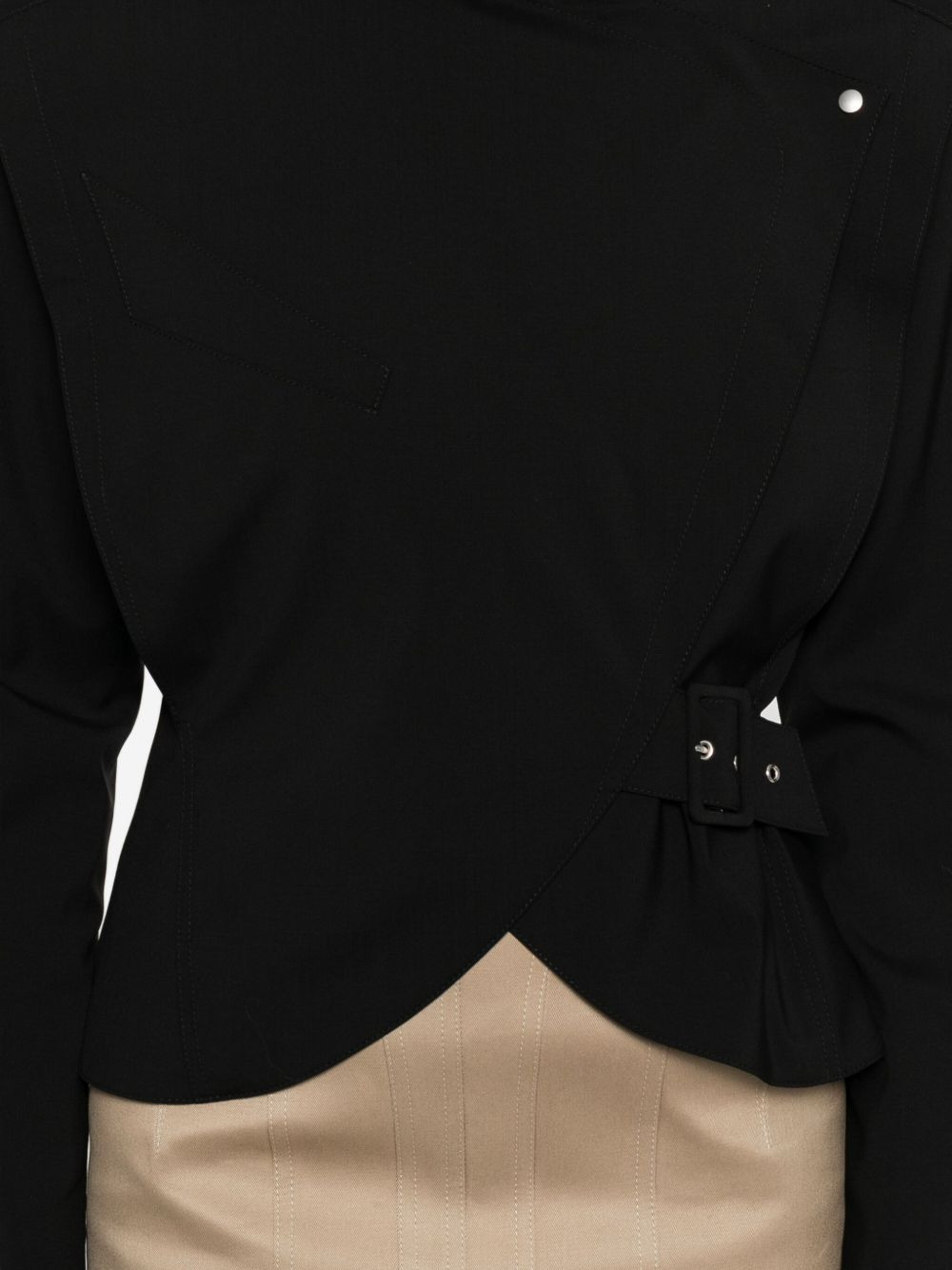 buckle-fastening high-neck jacket - 5