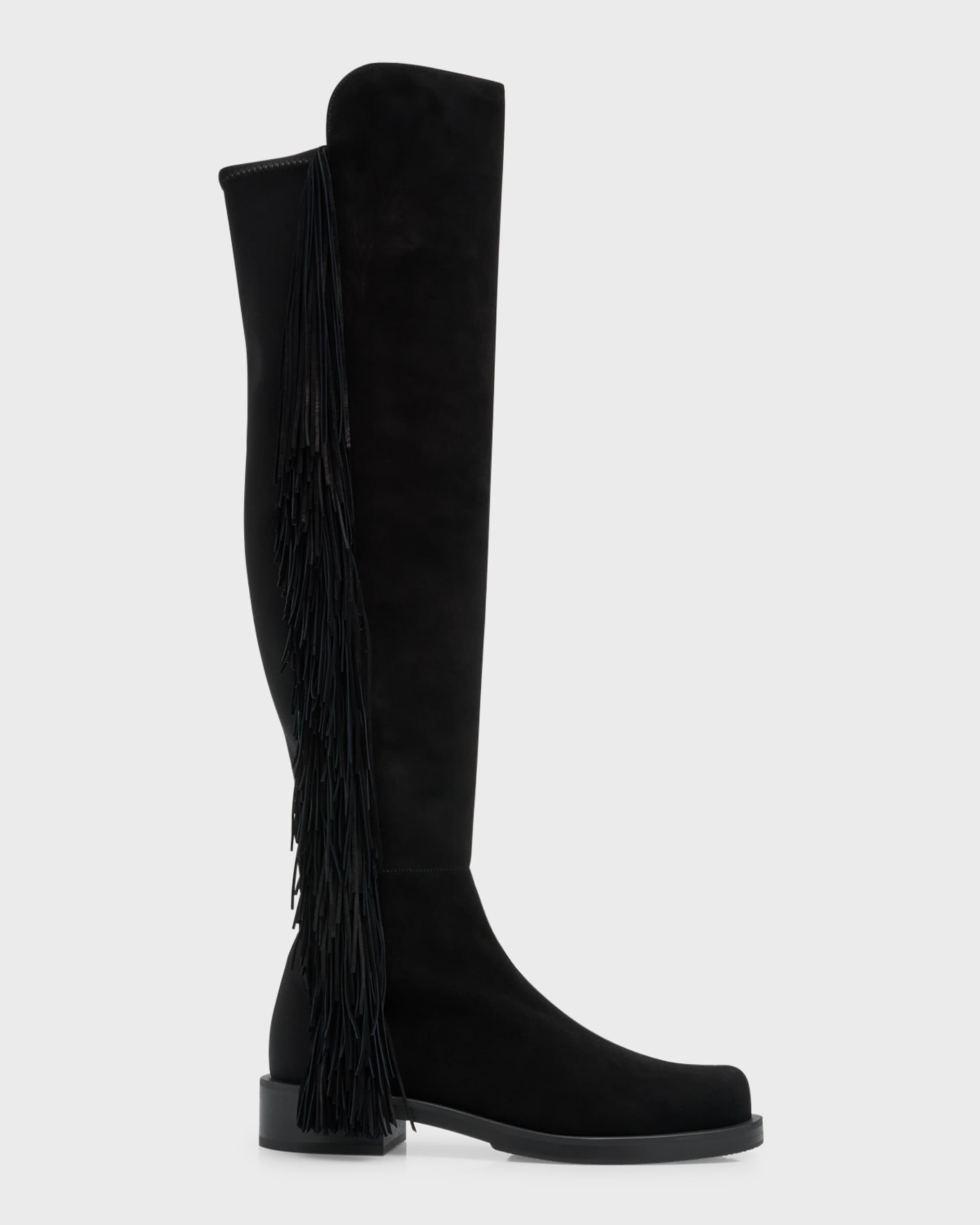 5050 Suede Fringe Over-The-Knee Boots - 1