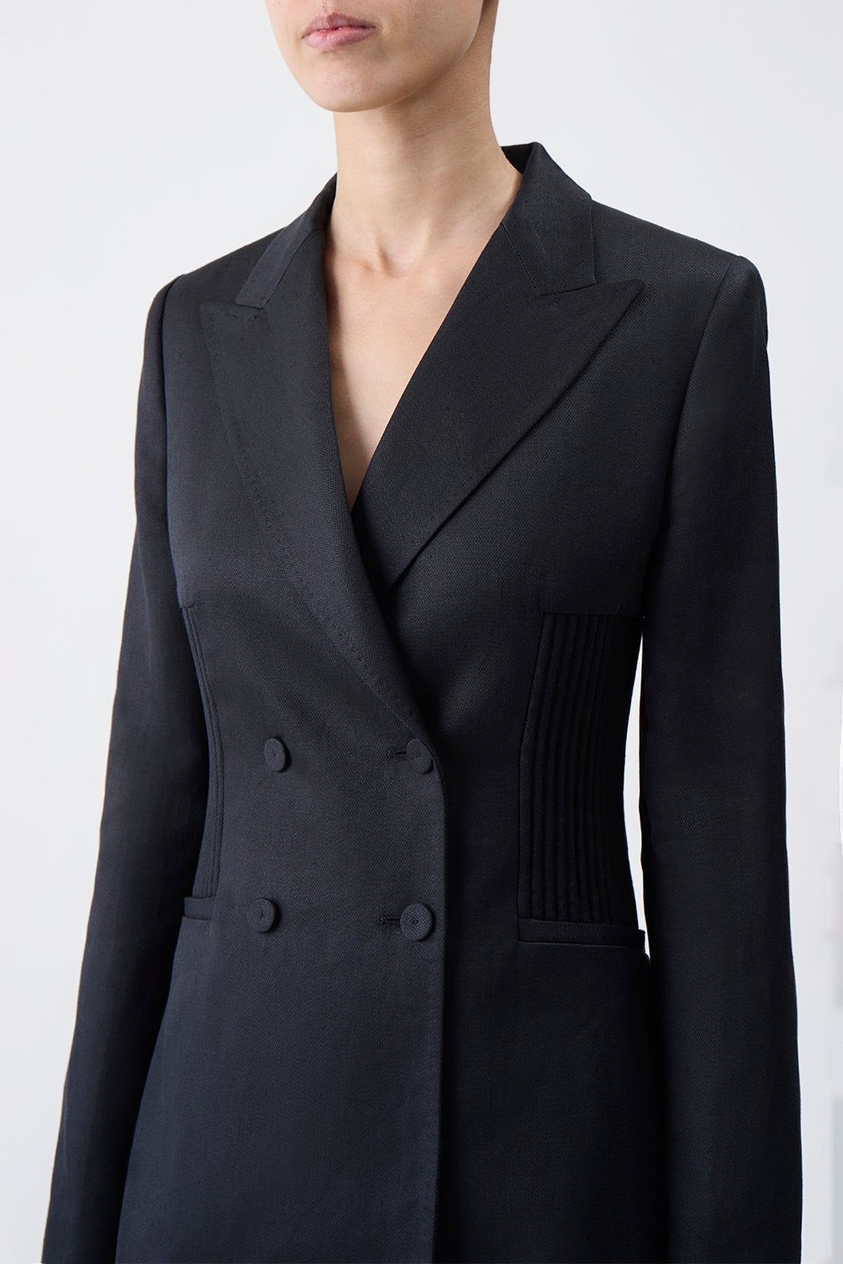 Brett Blazer in Black Textured Linen - 4