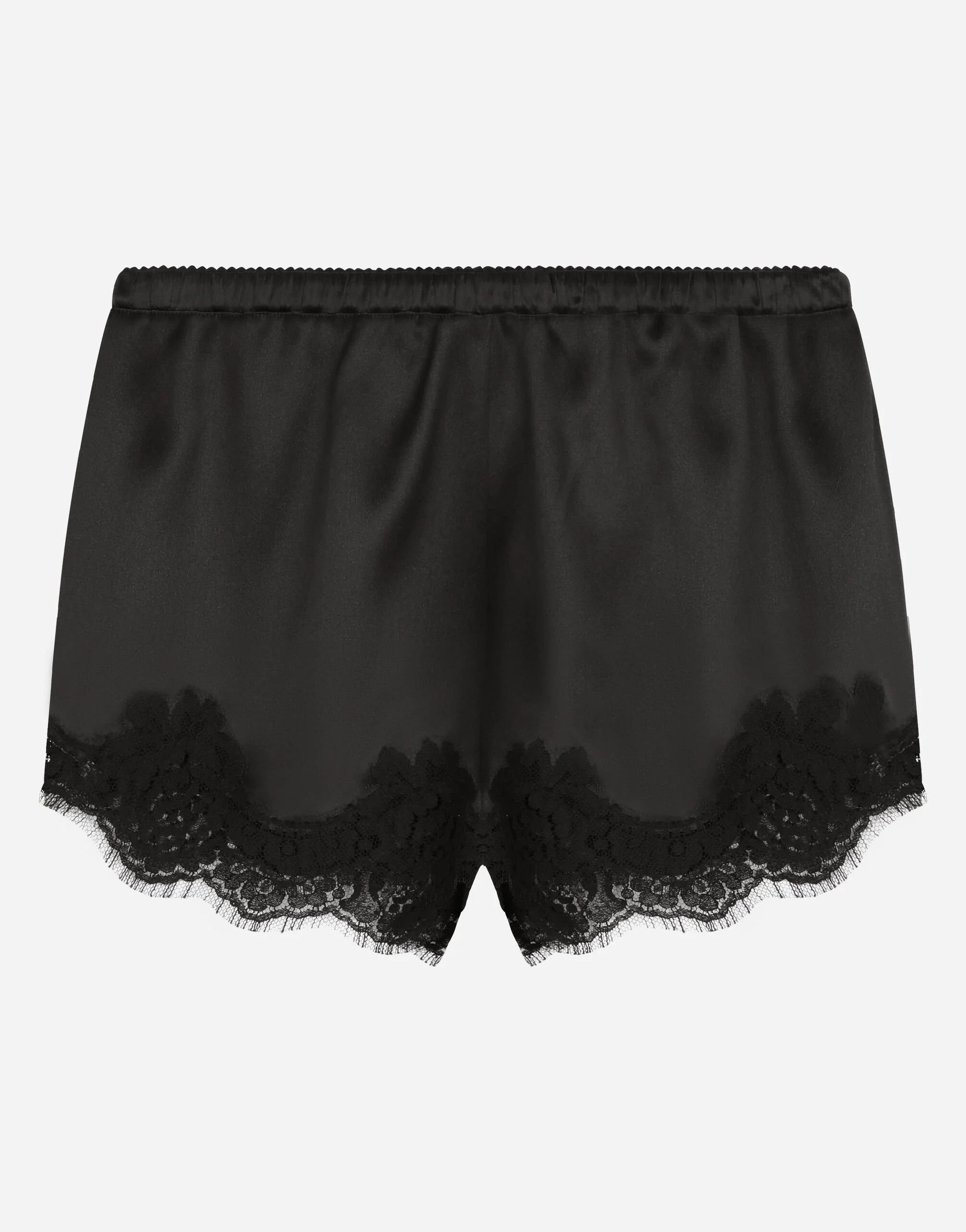 Satin lingerie shorts with lace detailing - 1