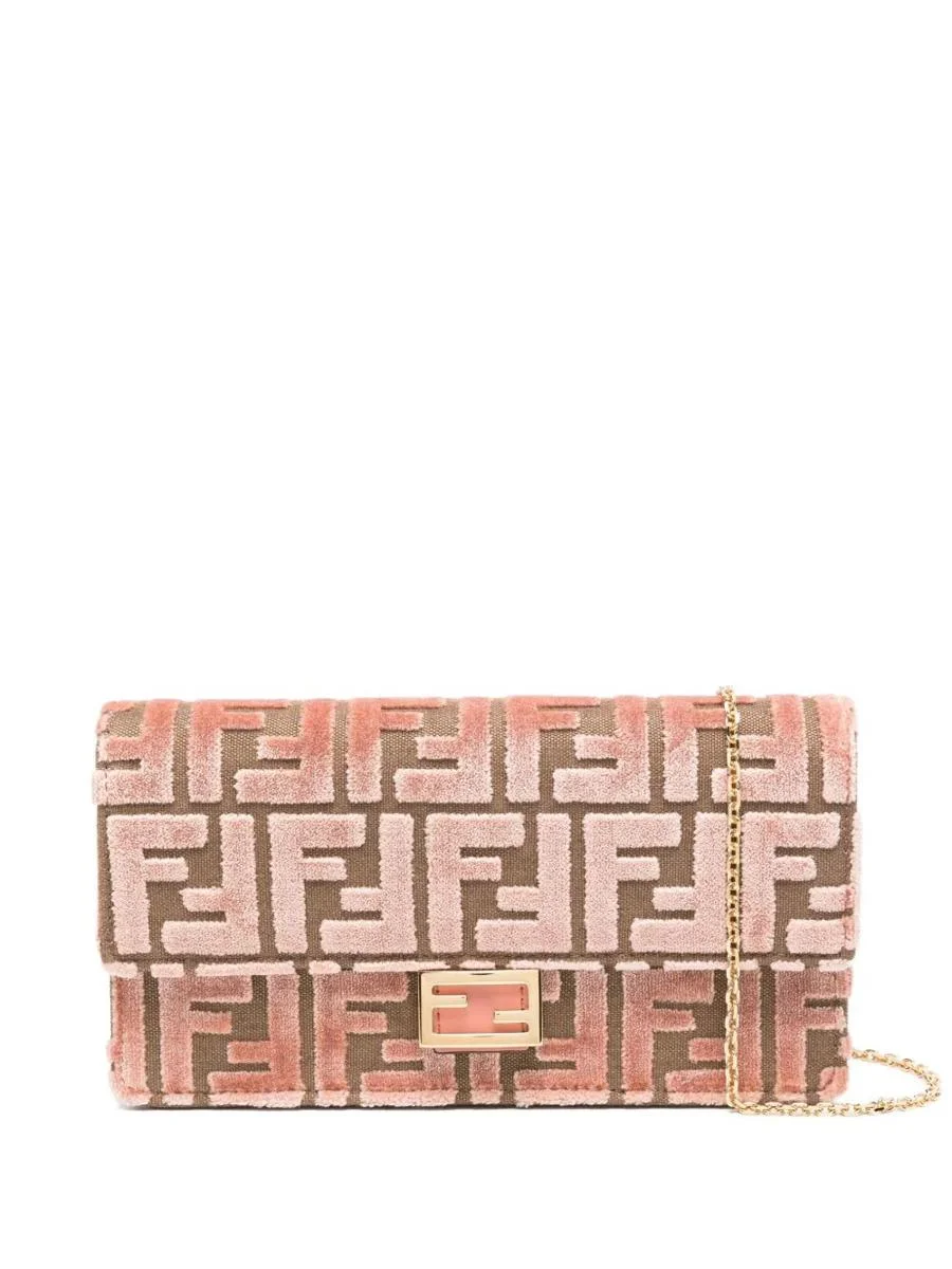 Fendi Wallet On Chain Uette In Ff Jacquard Velvet Bags - 1