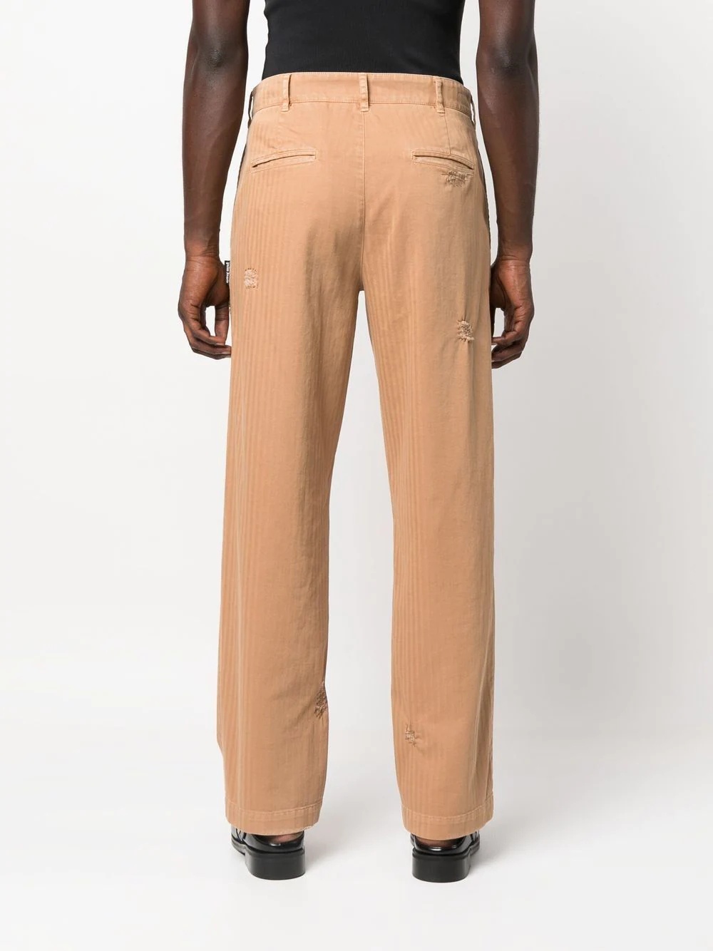 ripped-detail straight-leg trousers - 4