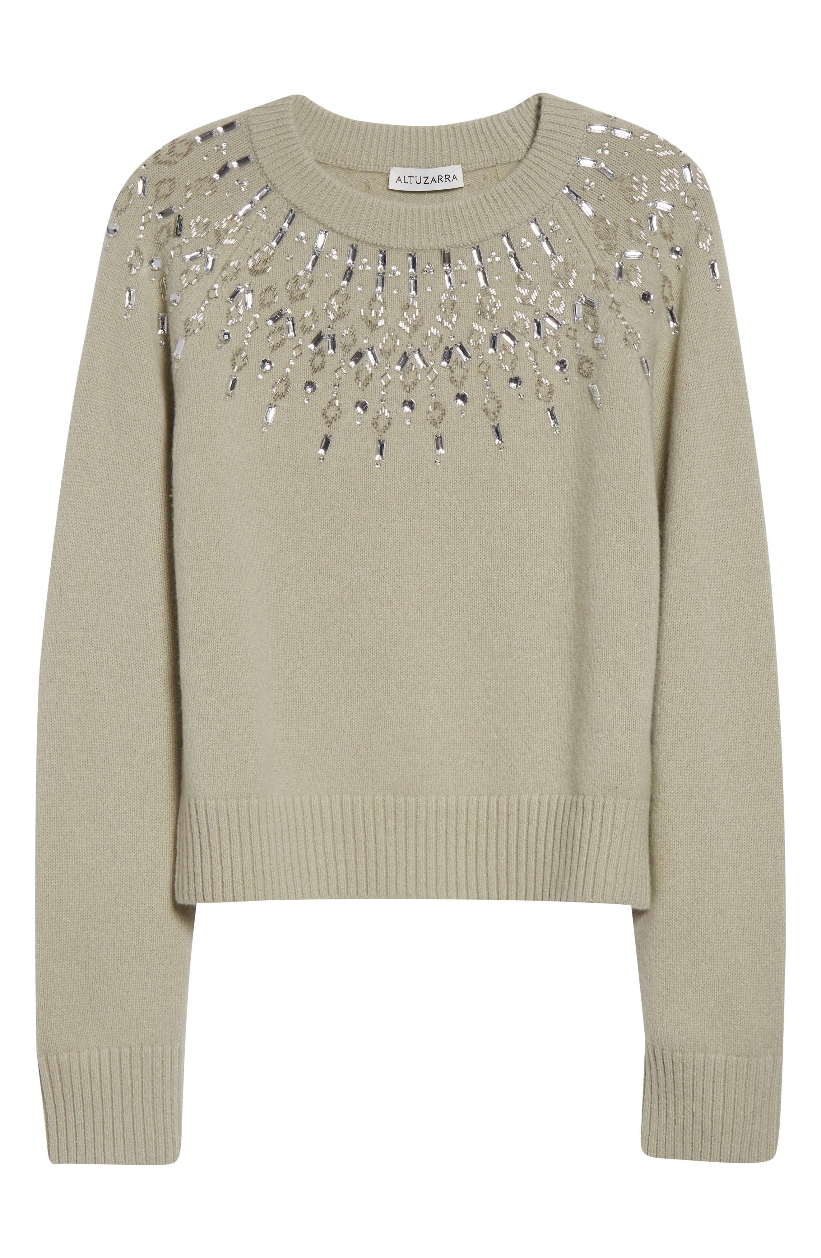 Altuzarra Harold Embellished Virgin Wool Sweater in Desert Sage at Nordstrom - 1