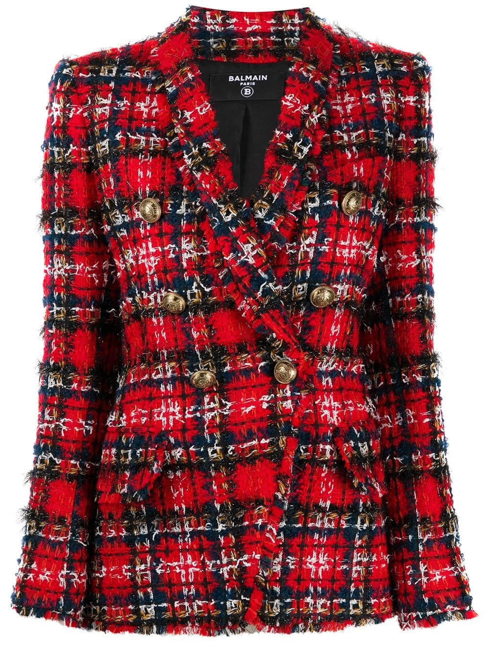 tartan tweed double-breasted blazer - 1