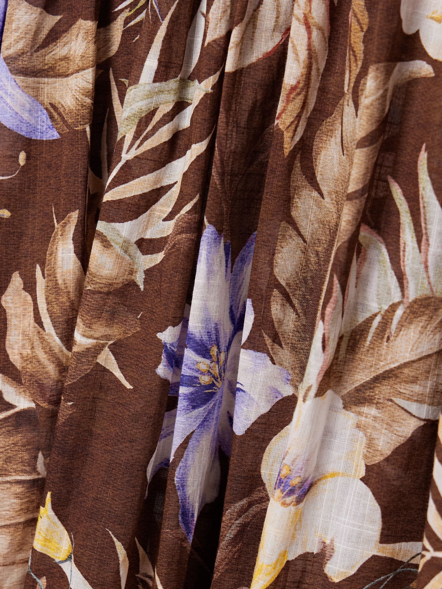 Coco belted pleated floral-print cotton-voile maxi skirt Brown - 4
