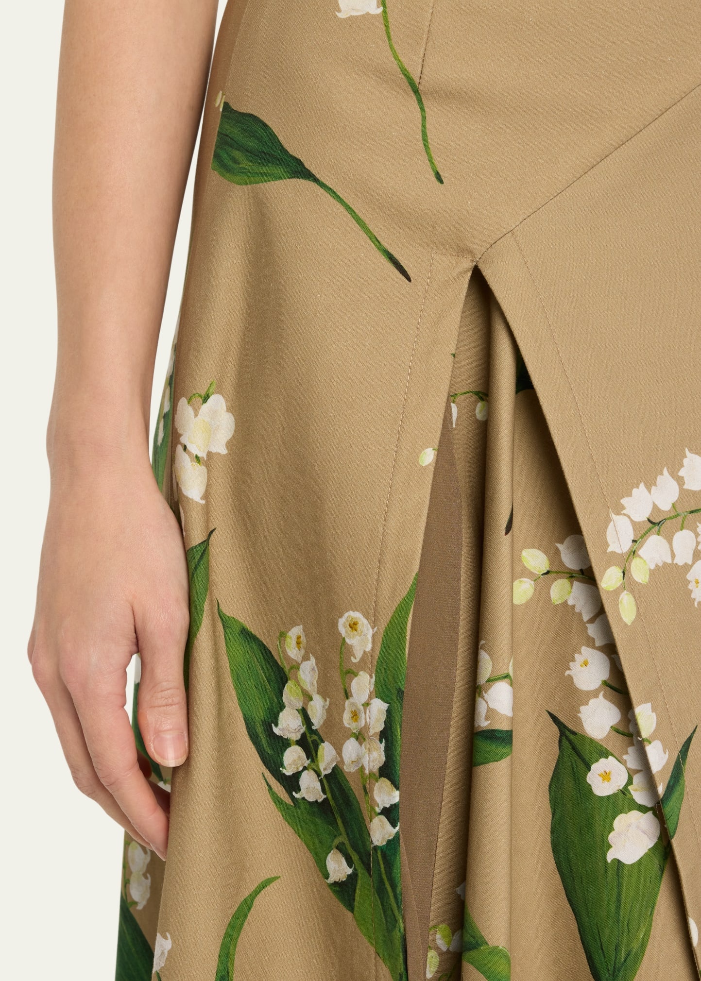 Lily Of The Valley Cotton Twill Midi Skirt - 5