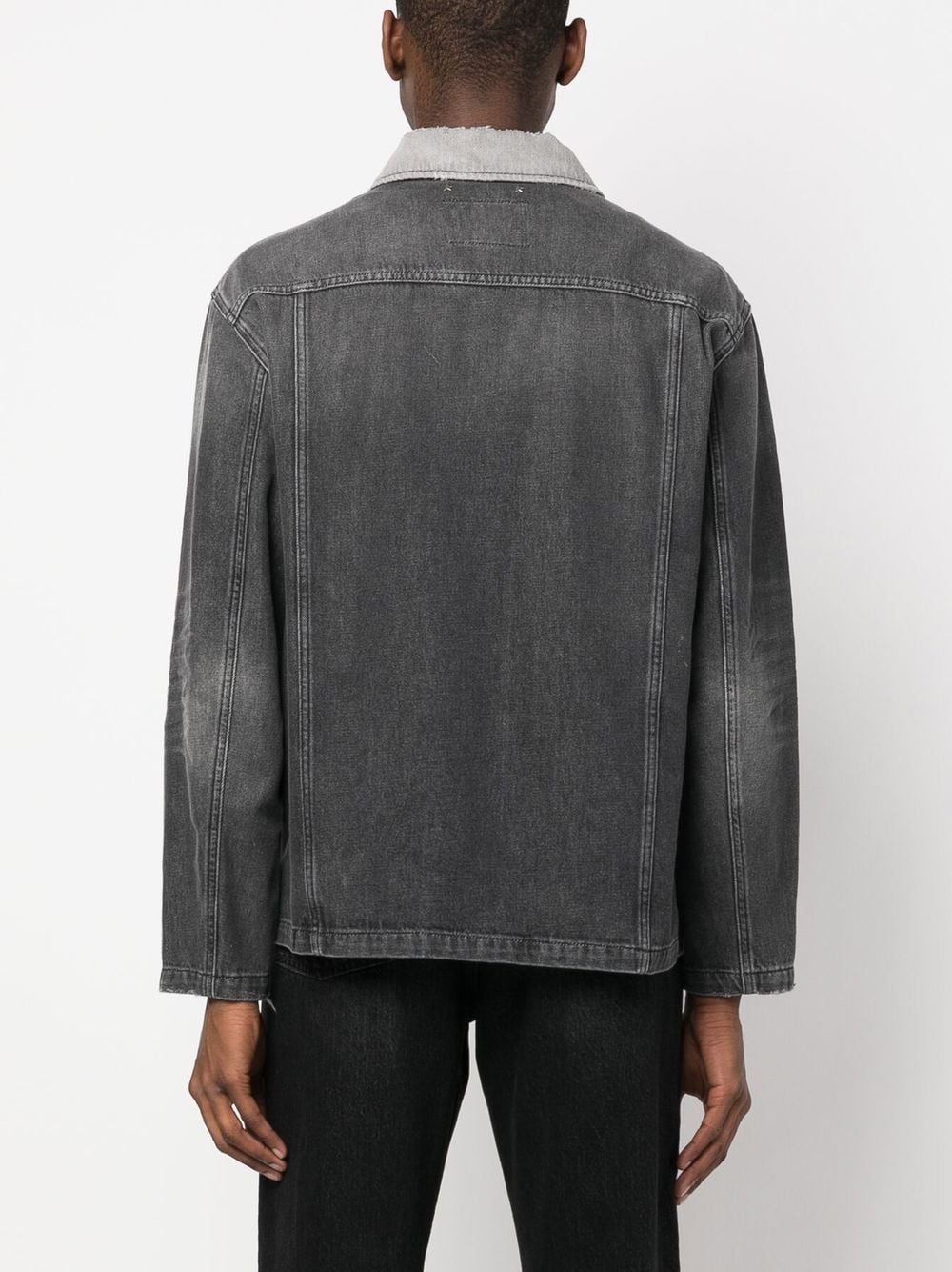 patch detail faded denim jacket - 4