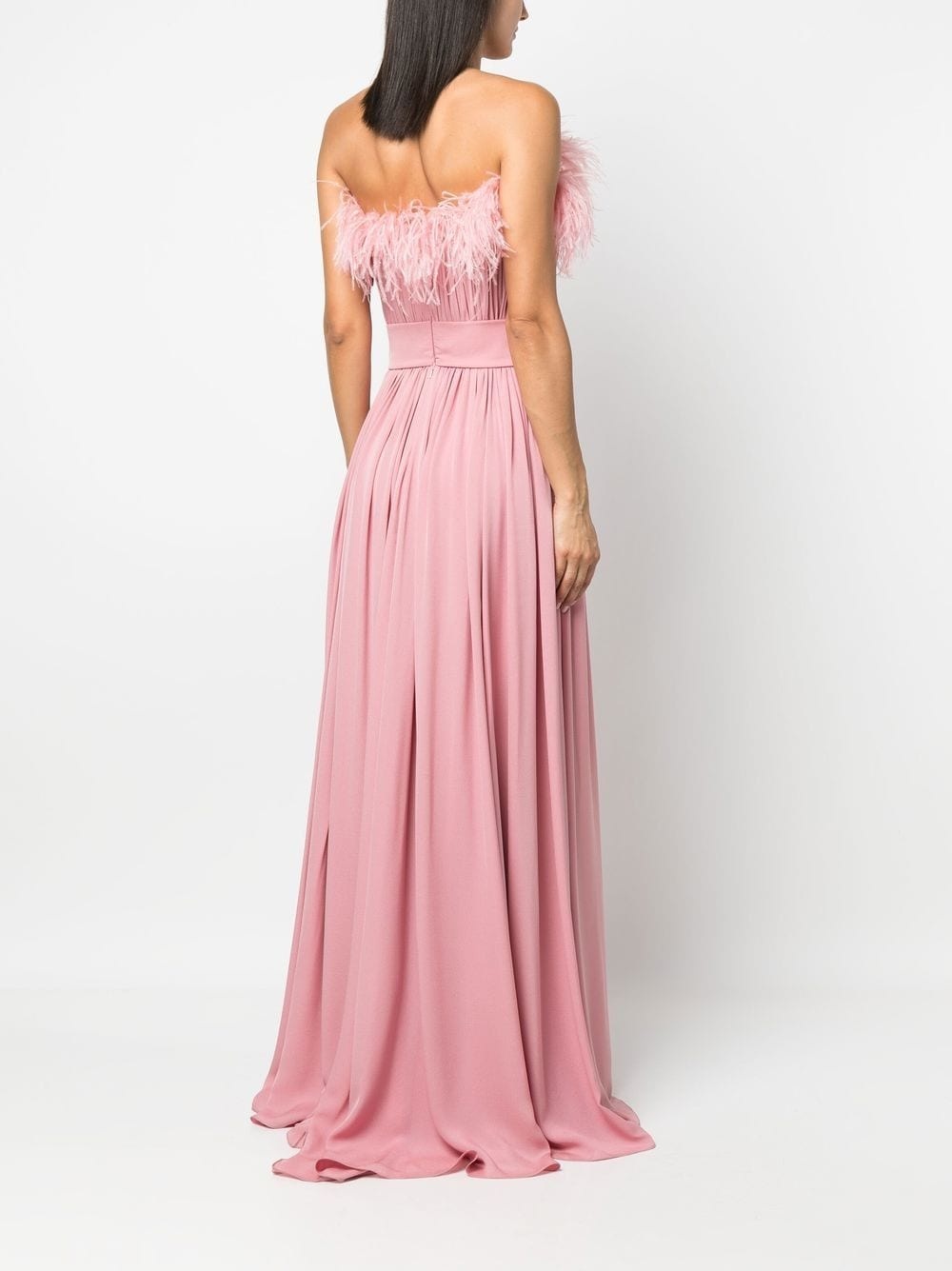 Tuscan feather-trim silk dress - 4