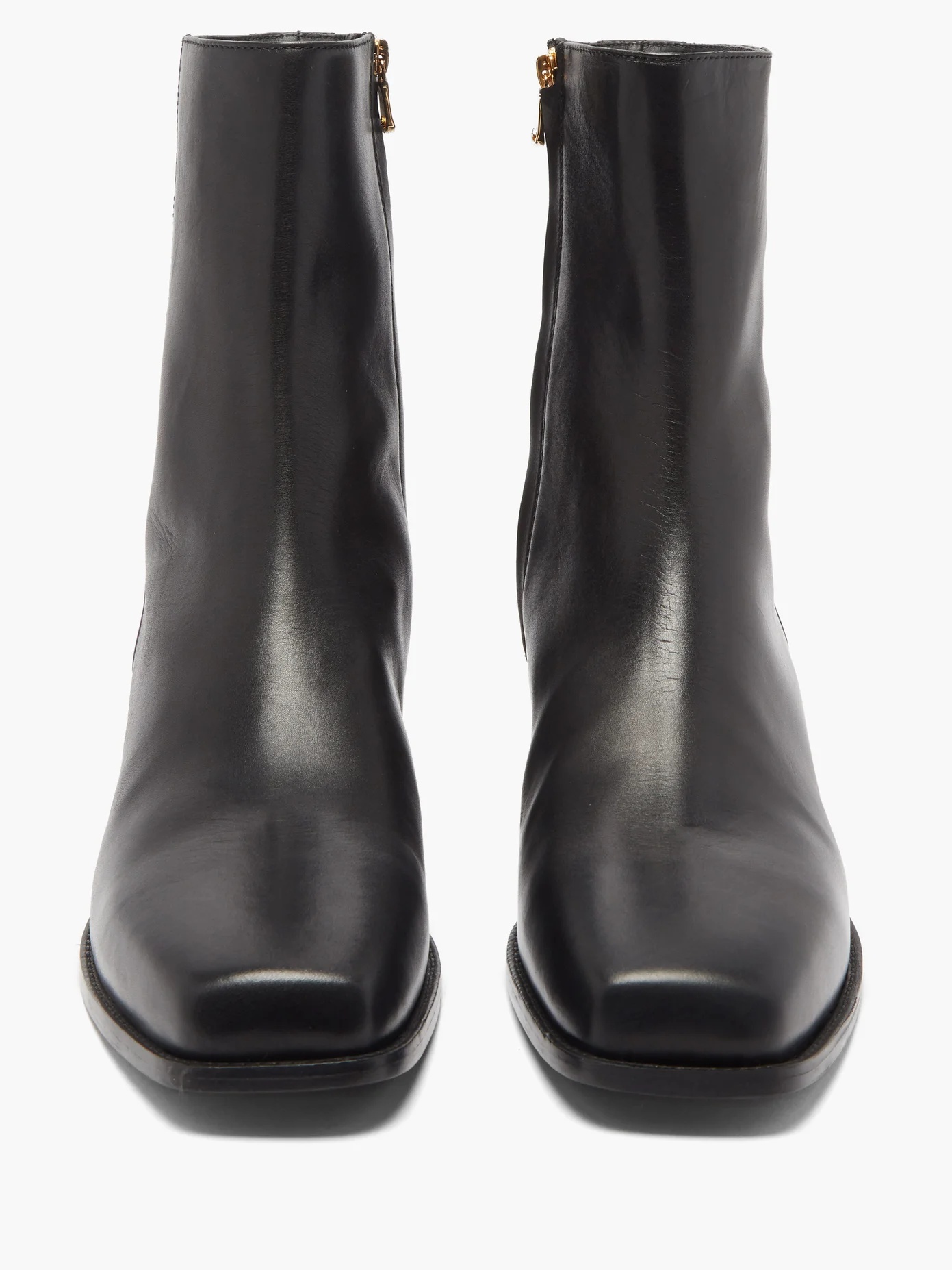 Square-toe leather ankle boots - 5