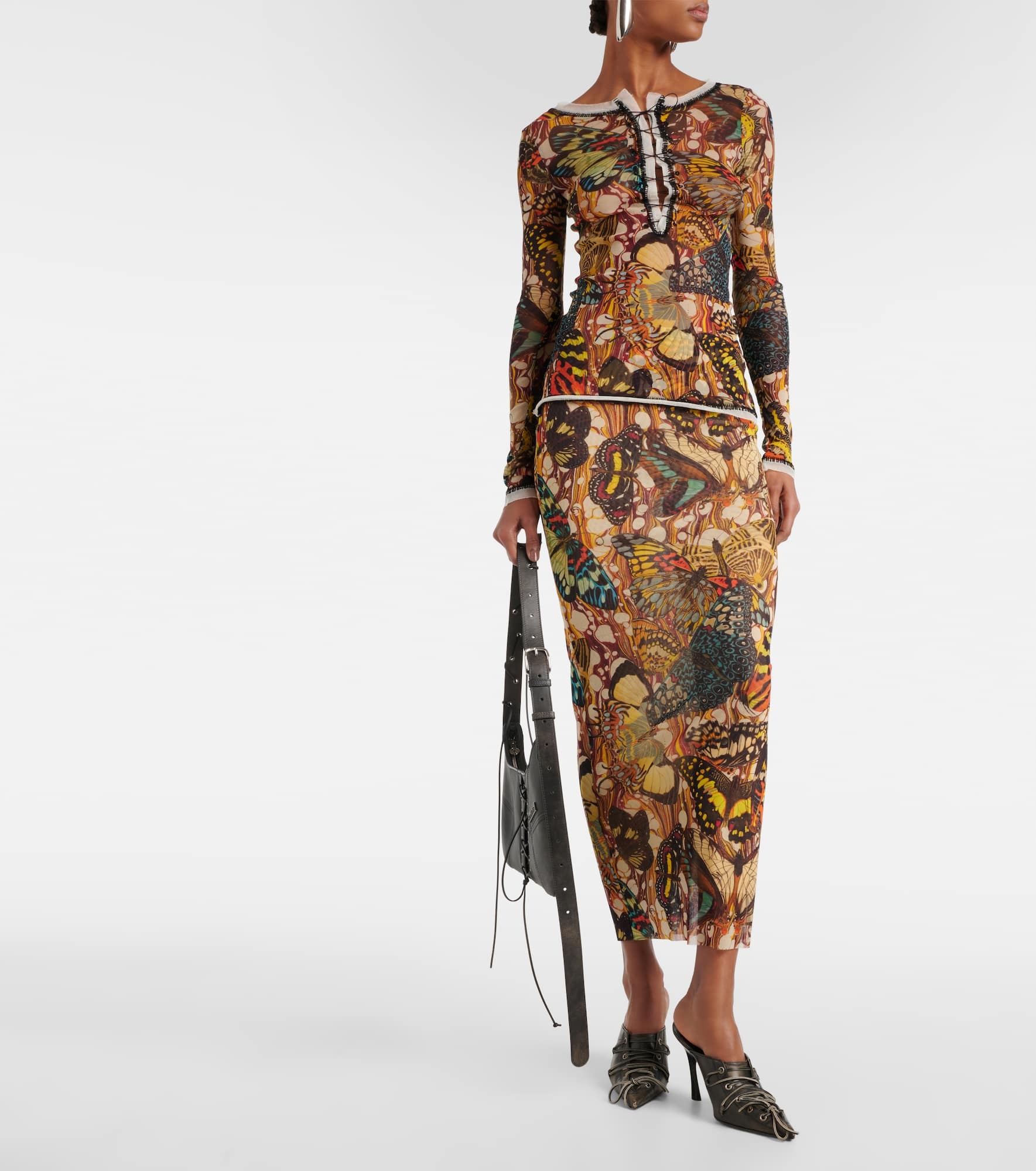 Printed mesh maxi skirt - 2