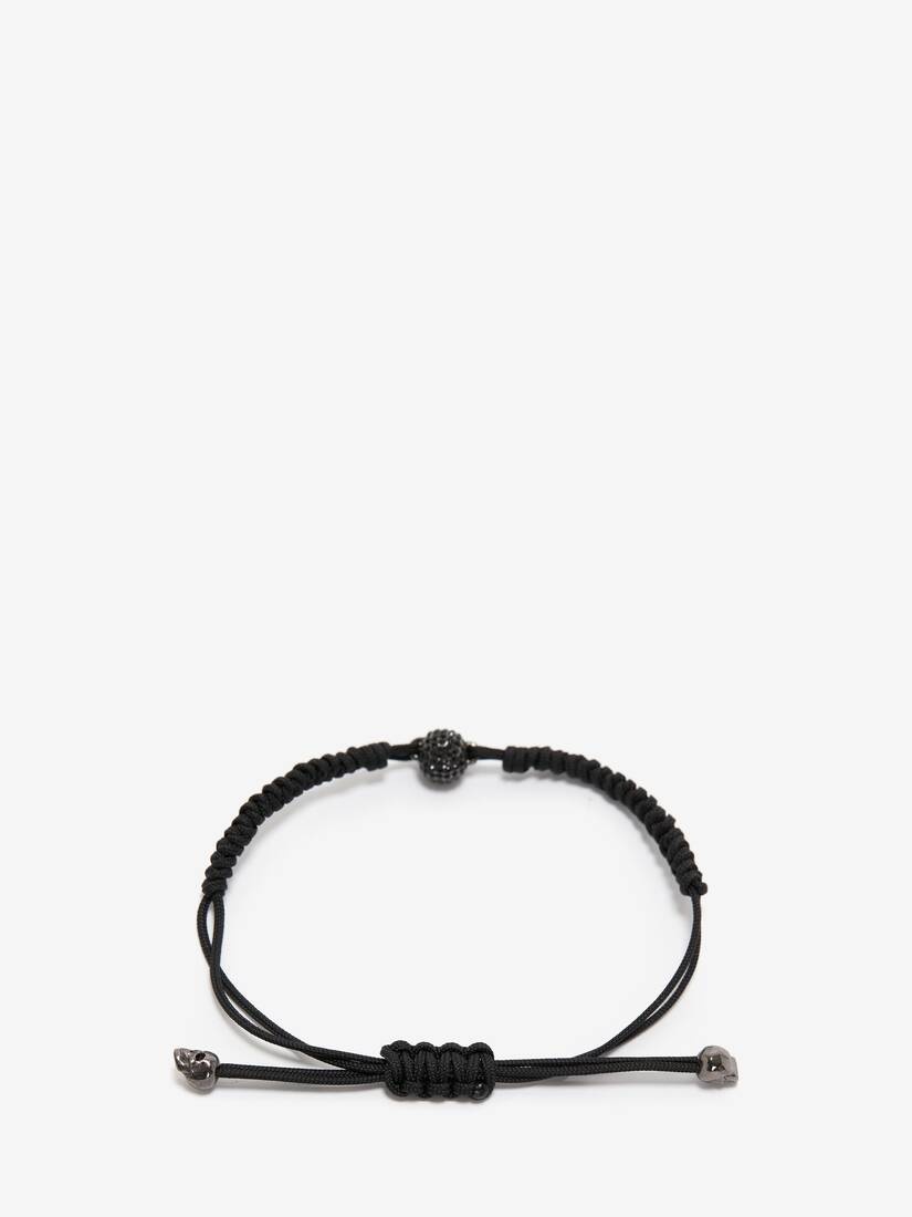 Men's Pavé Skull Friendship Bracelet in Black - 3