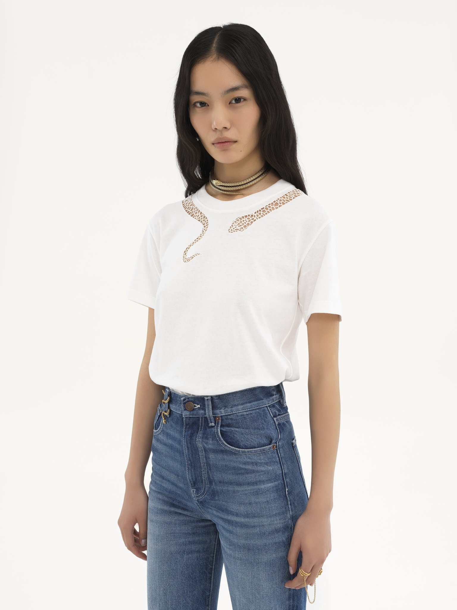 GUIPURE T-SHIRT IN COTTON JERSEY - 4