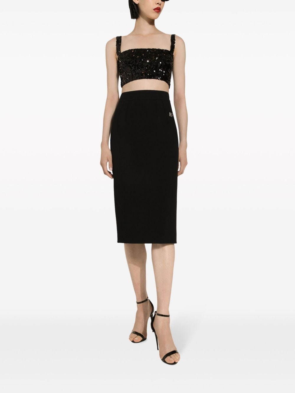 sequin-embellished cropped top - 2