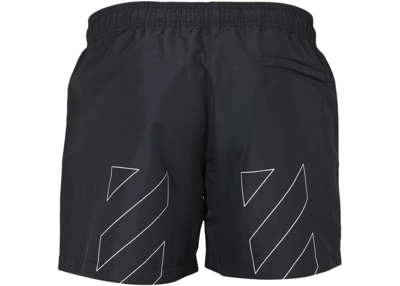 Off-White OFF-WHITE Diag Outline Swim Shorts Black/White outlook