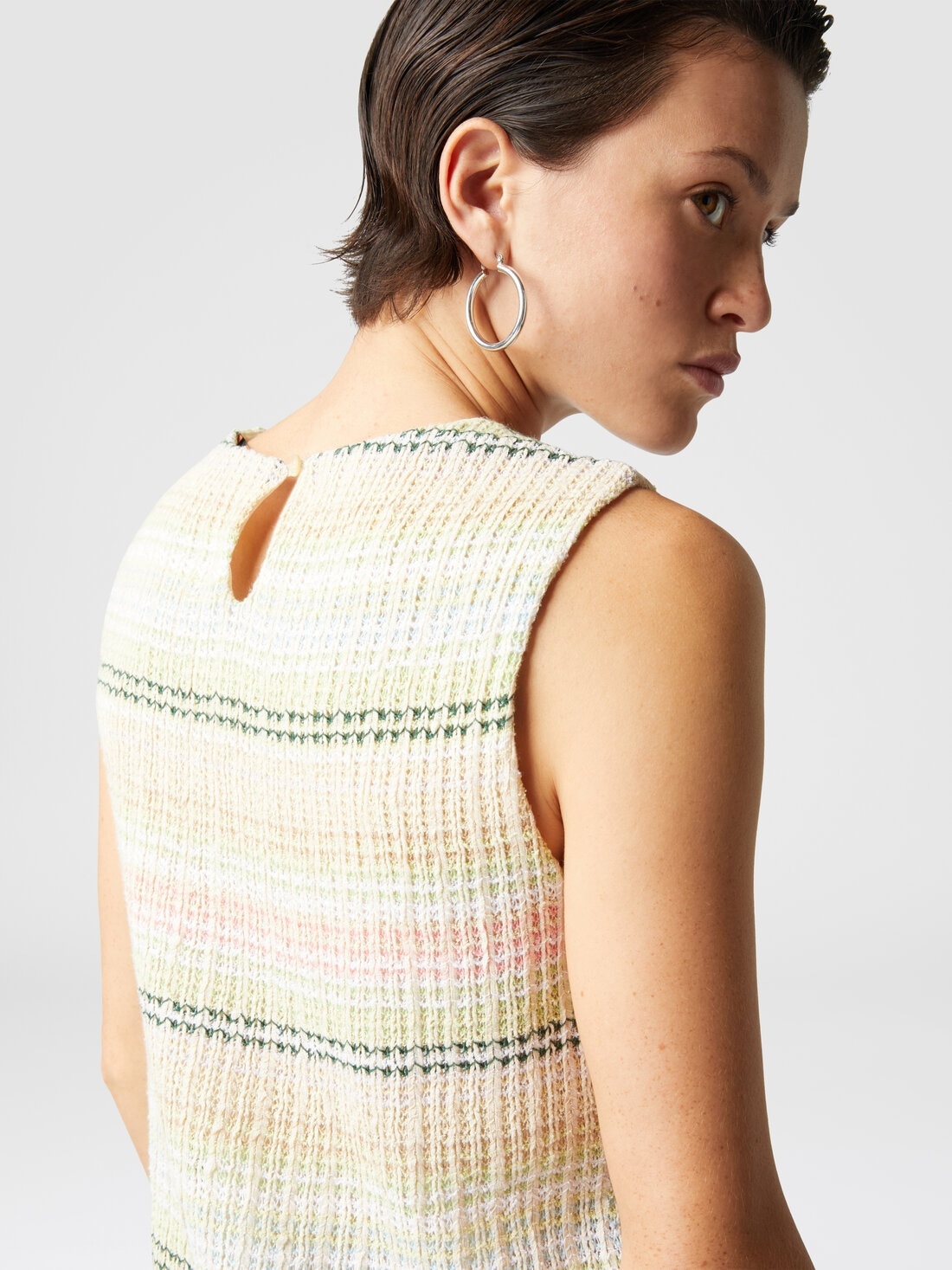 Sleeveless dress in cotton blend with Caperdoni motif - 5