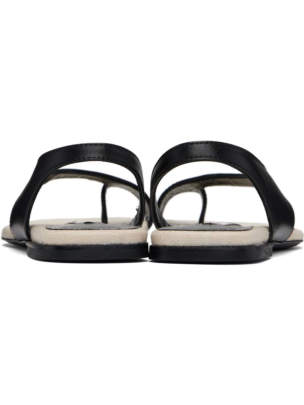 Black Leather Thong Sandals - 2