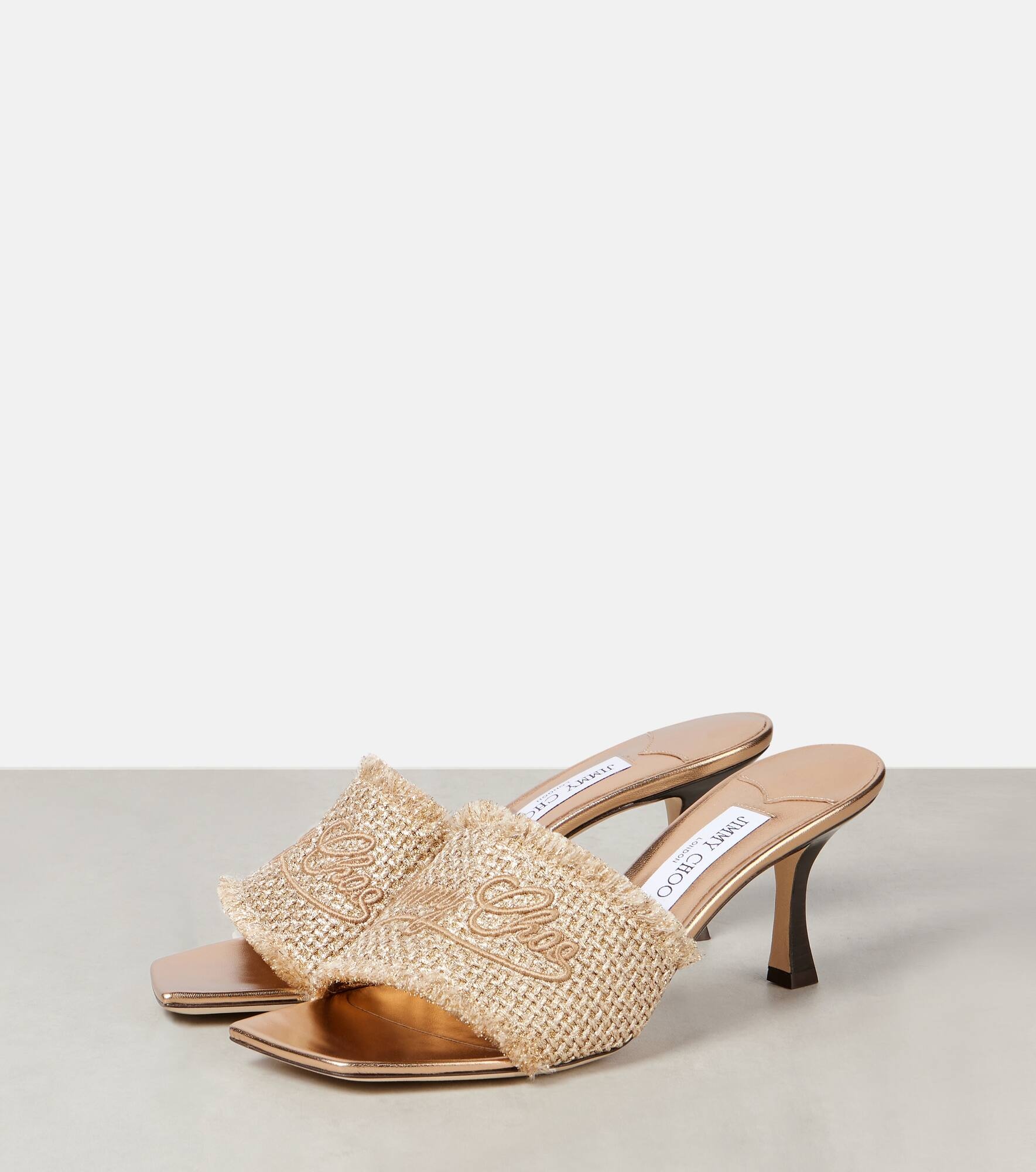 Alexia 70 logo woven lamé mules - 4