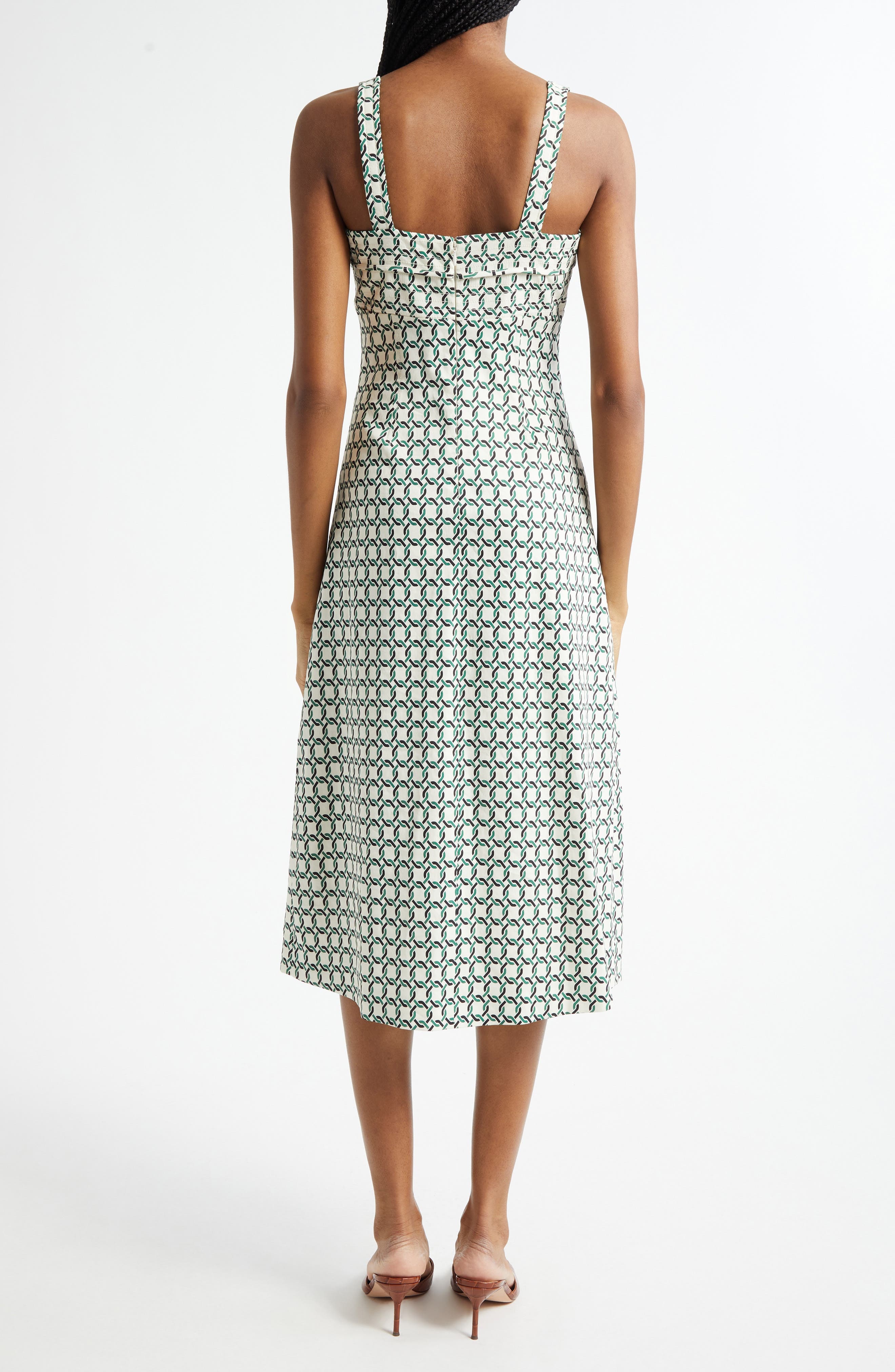 Veronica Beard Colleen Chain Print Cotton Blend Dress in Dove Multi at Nordstrom - 2