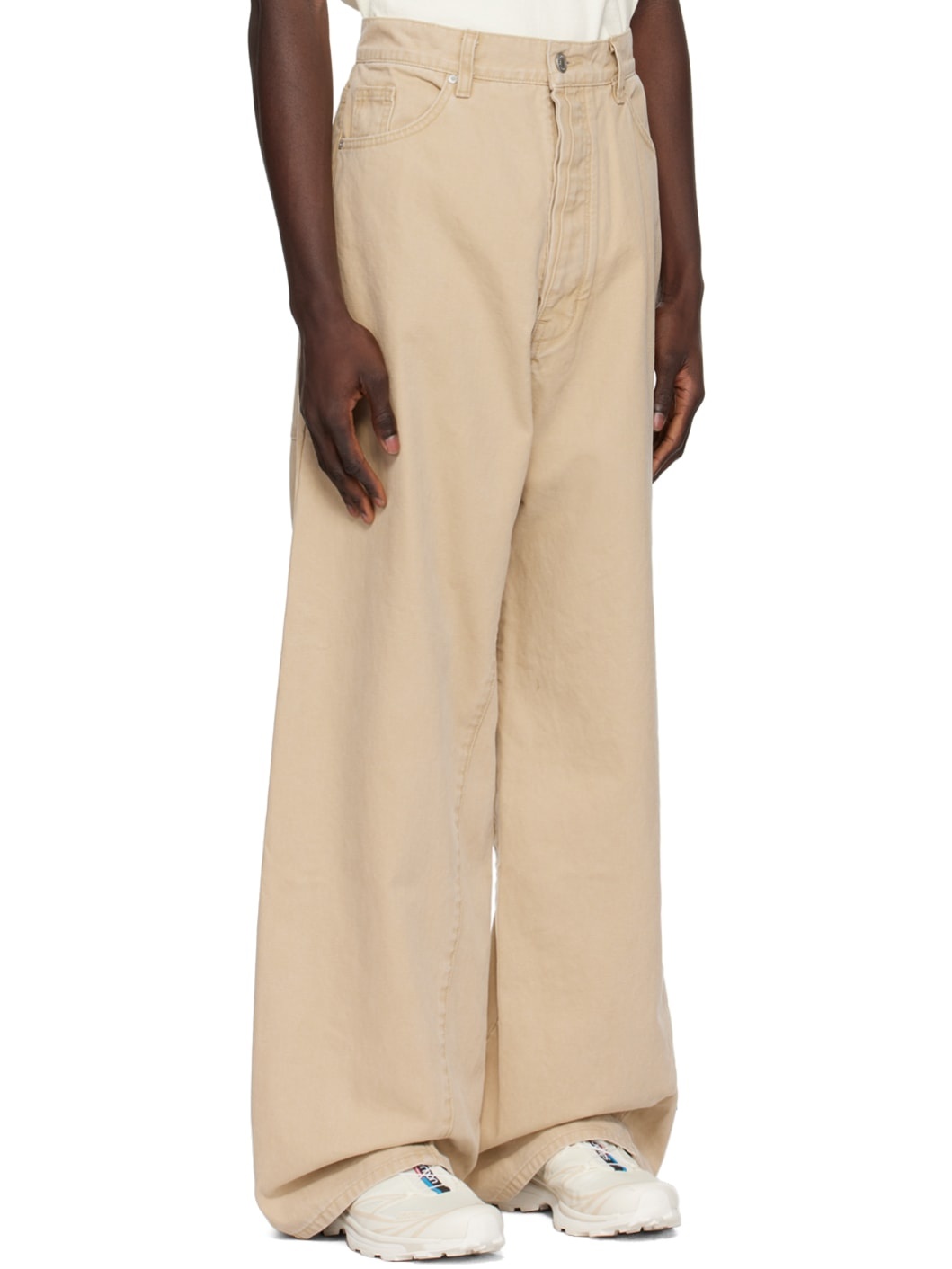 Khaki Wide Leg 5 Pocket Jeans - 2