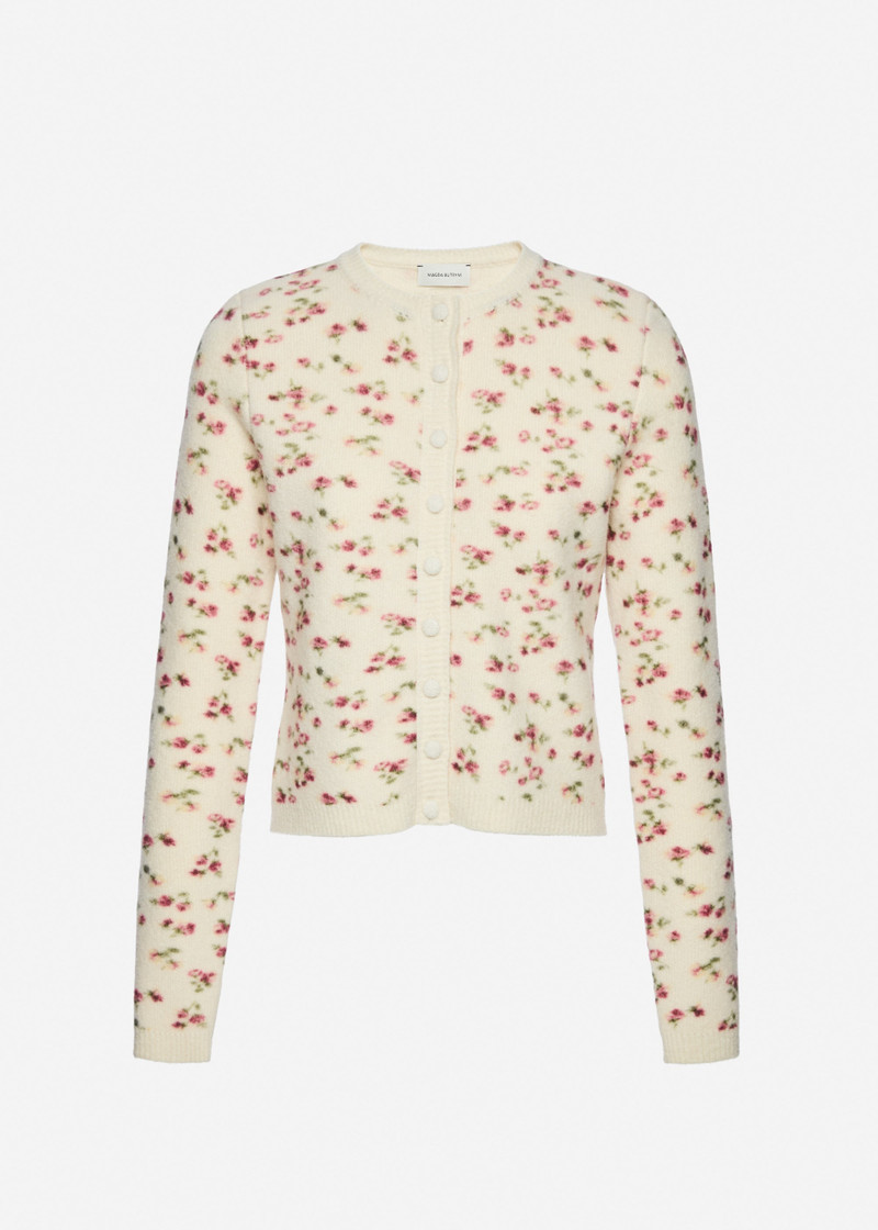 Floral cardigan in cream 1