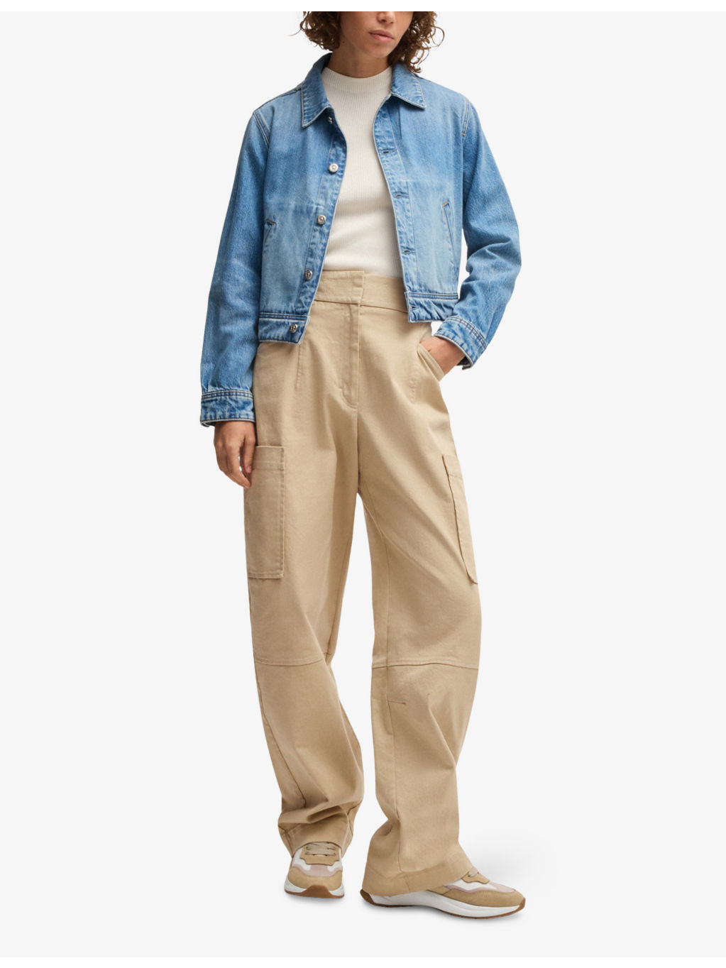 Patch-Pocket Straight-Leg Mid-Rise Stretch-Cotton Trousers - 2