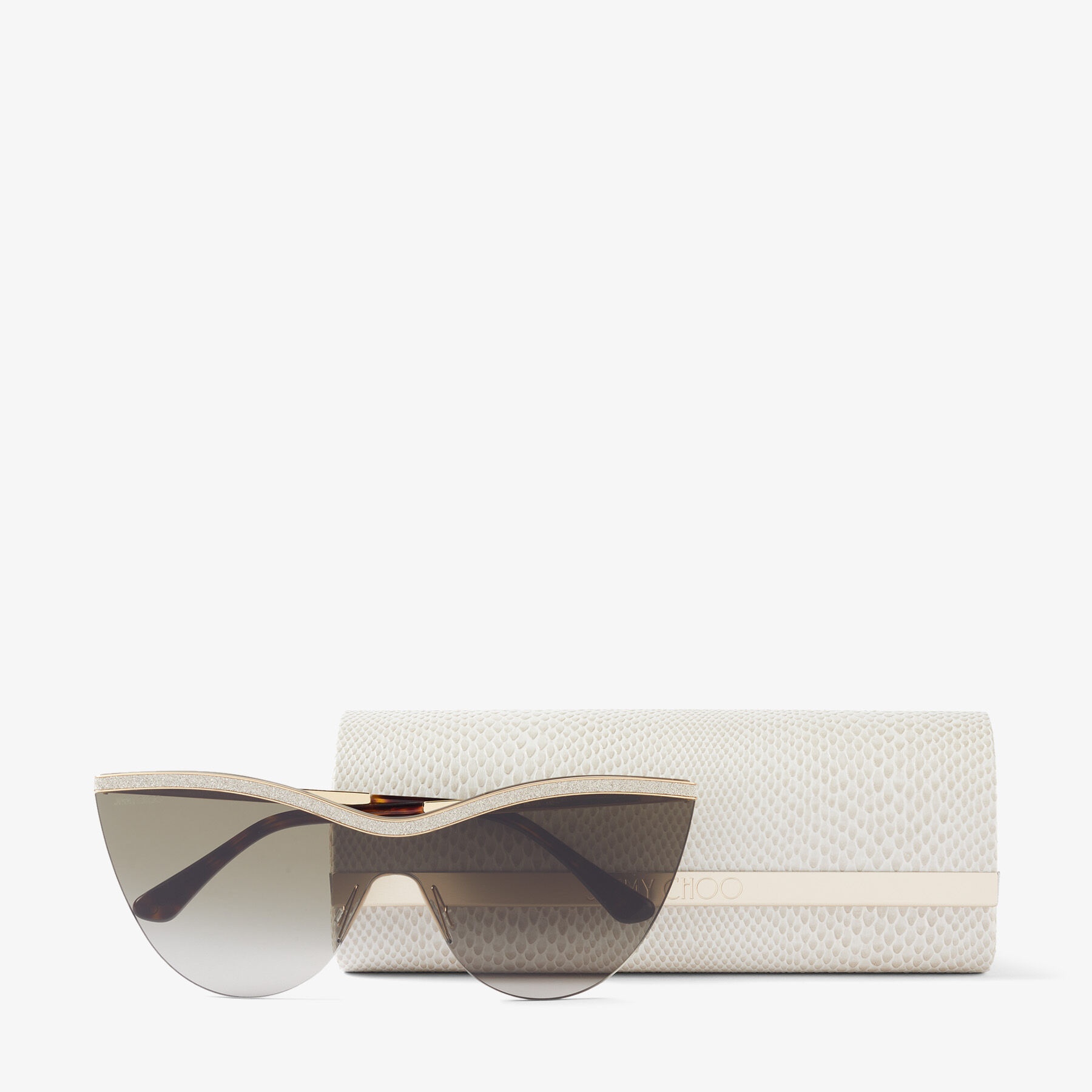 Kristen
Gold Havana Mask-Frame Sunglasses with Glitter - 4