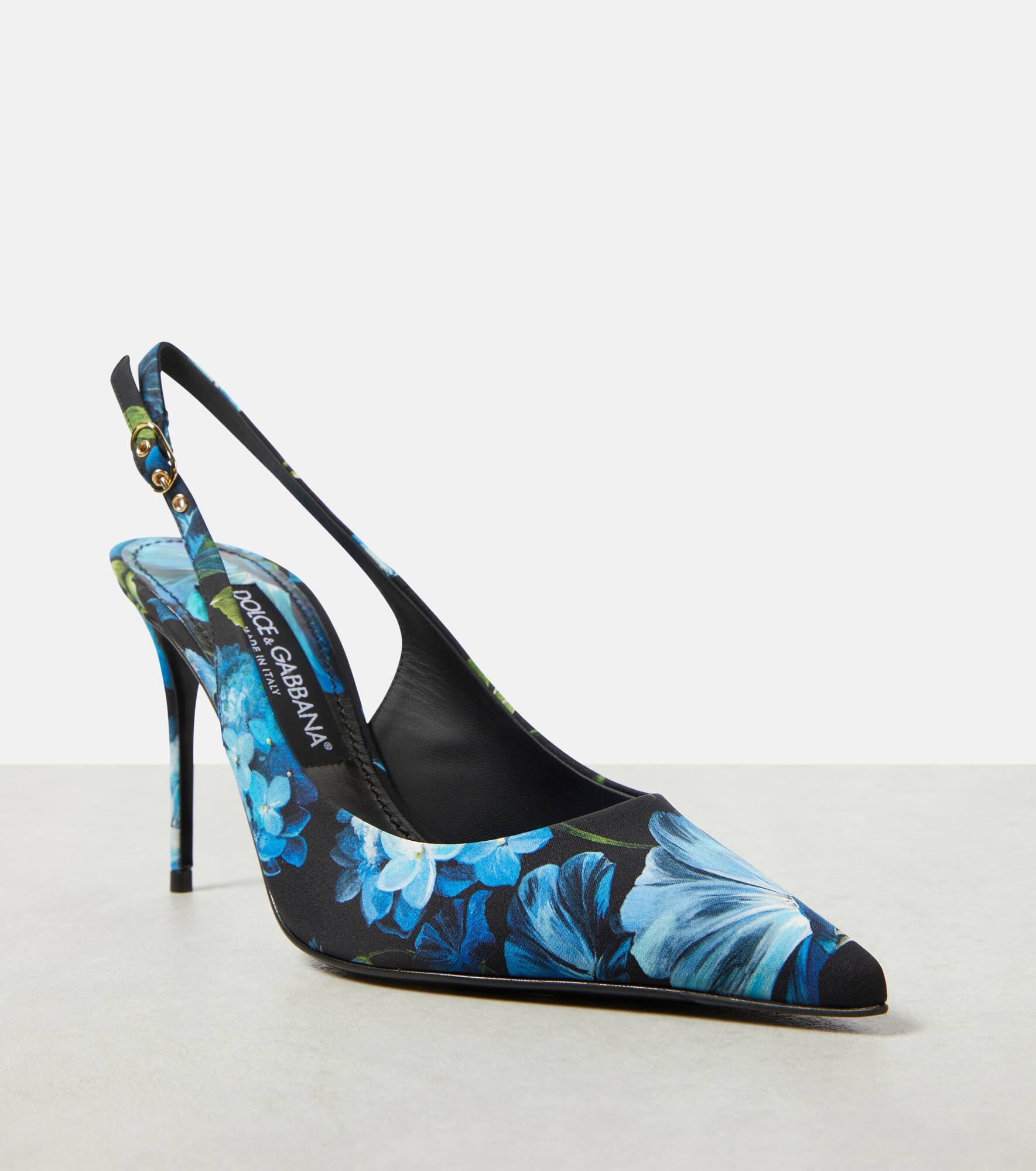 Floral canvas slingback pumps - 6