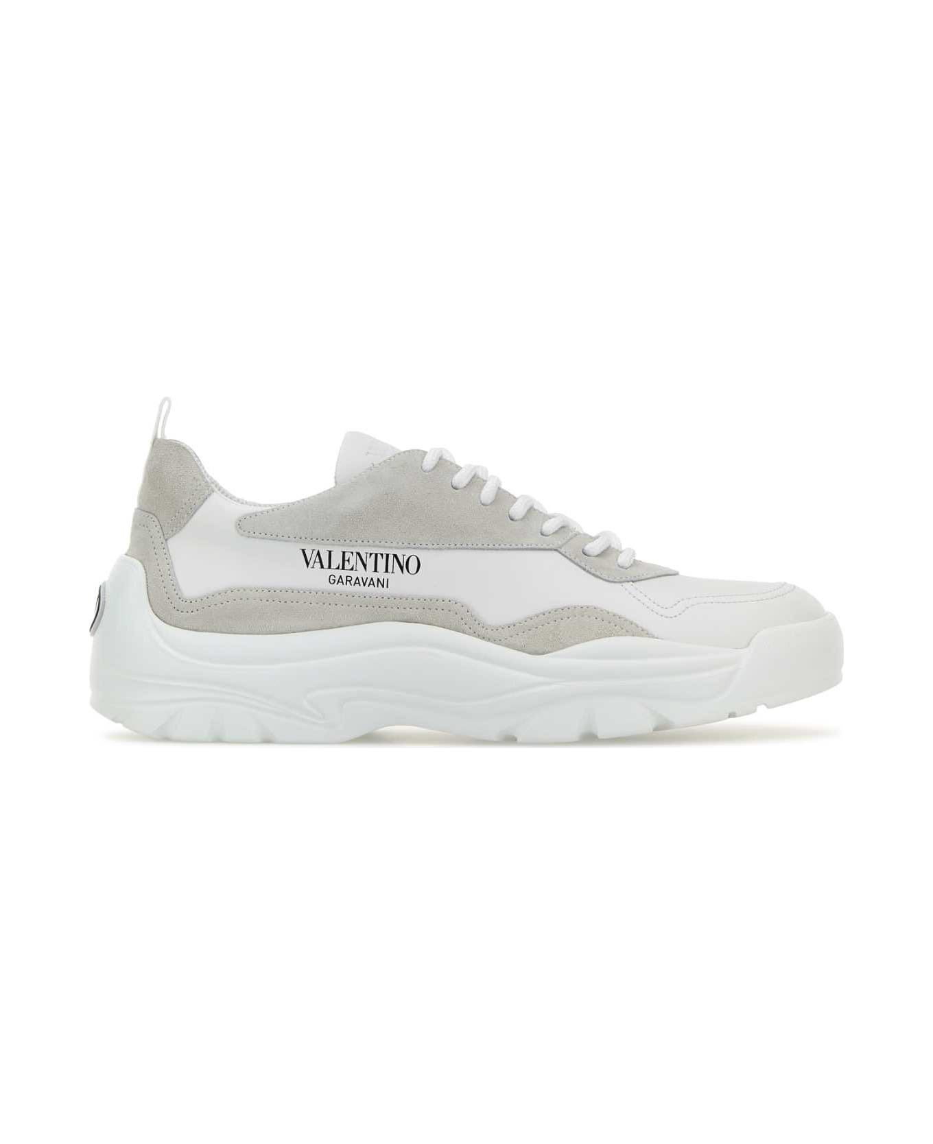 White Leather And Suede Gumboy Sneakers - 1