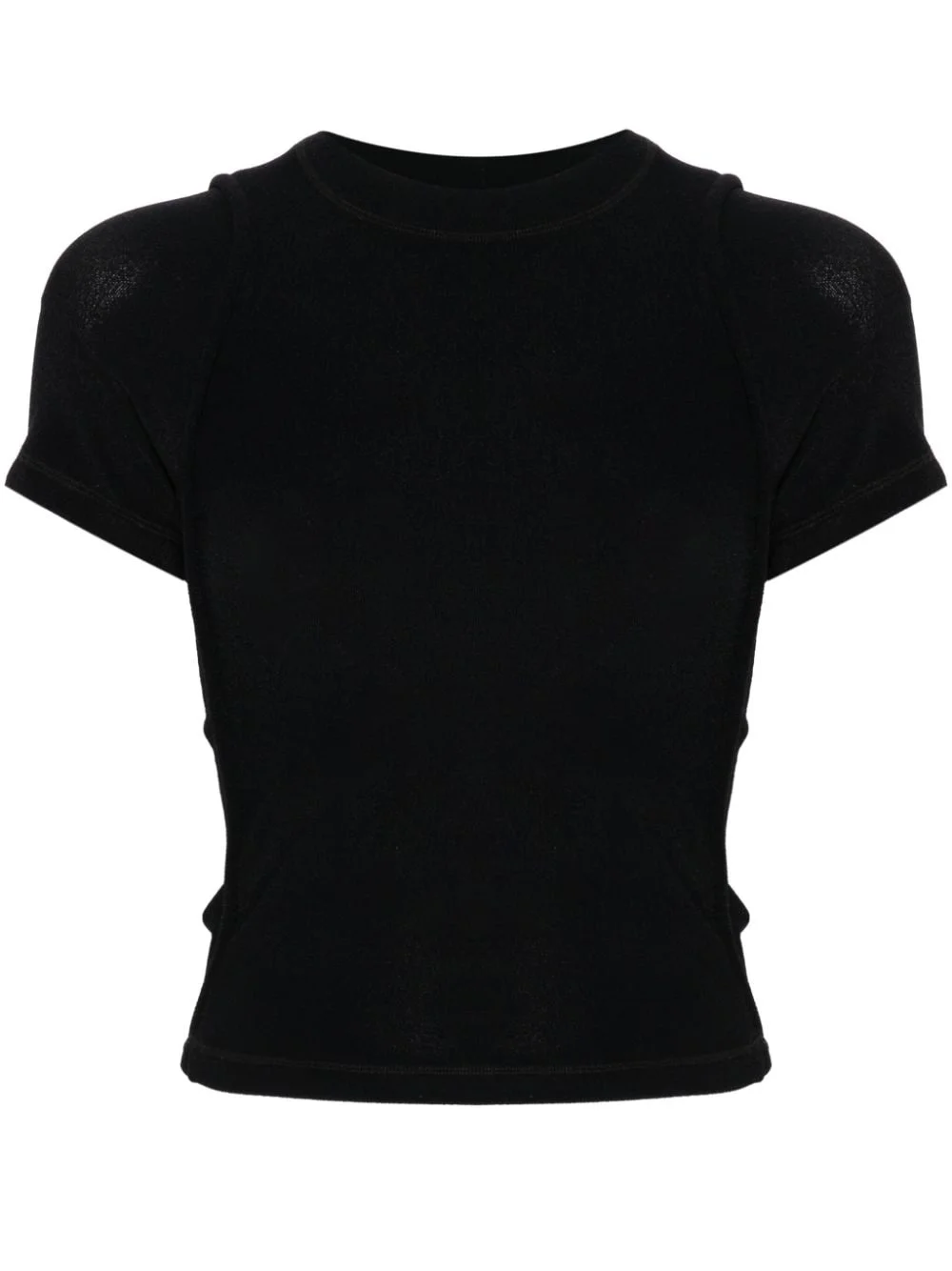 logo-print textured T-shirt - 1