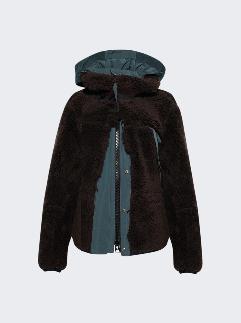 Faux Shearling And Grosgrain Blouson Brown And Green 1
