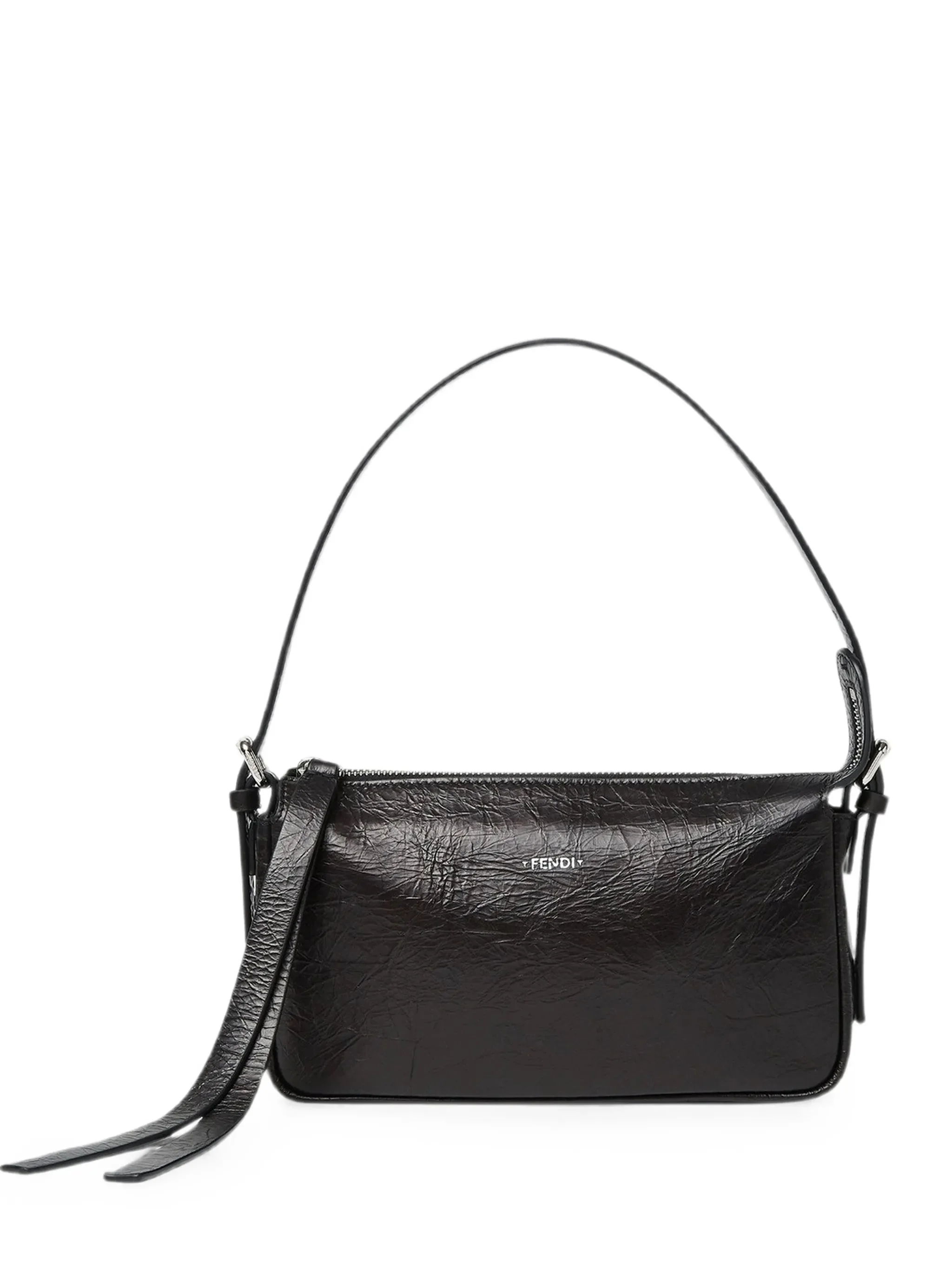 Fendi Small Zip Top Crinkled-leather Shoulder Bag - 1