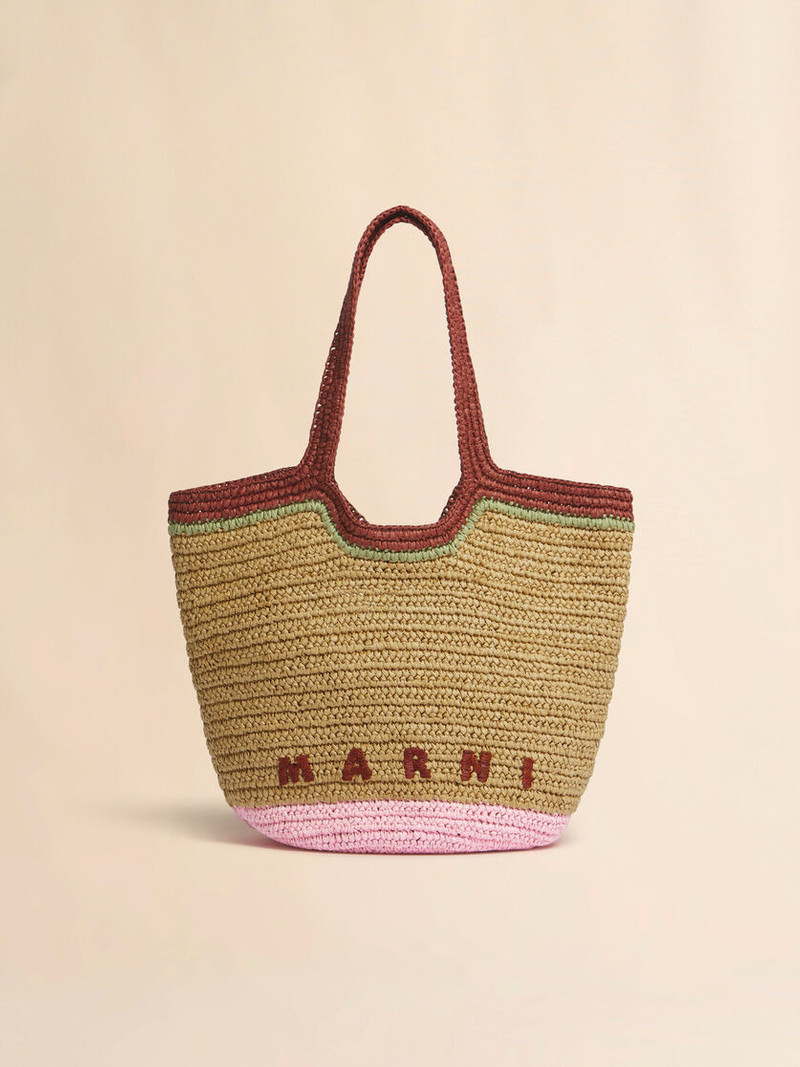 BURGUNDY AND PINK PAPER RAFFIA SEASIDE HOBO BAG 1