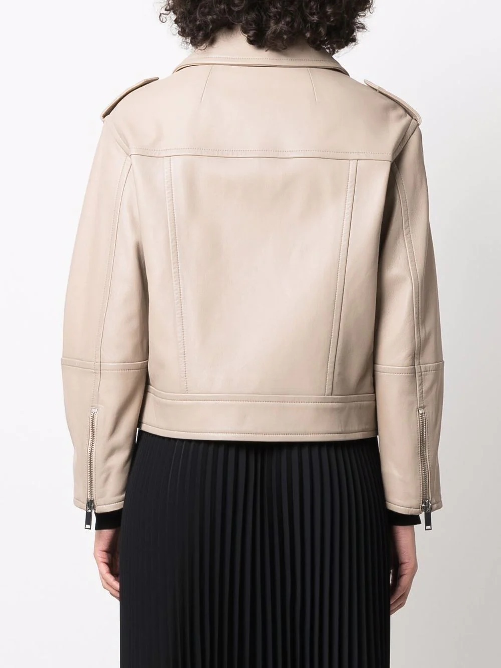 zip-up leather biker jacket - 4