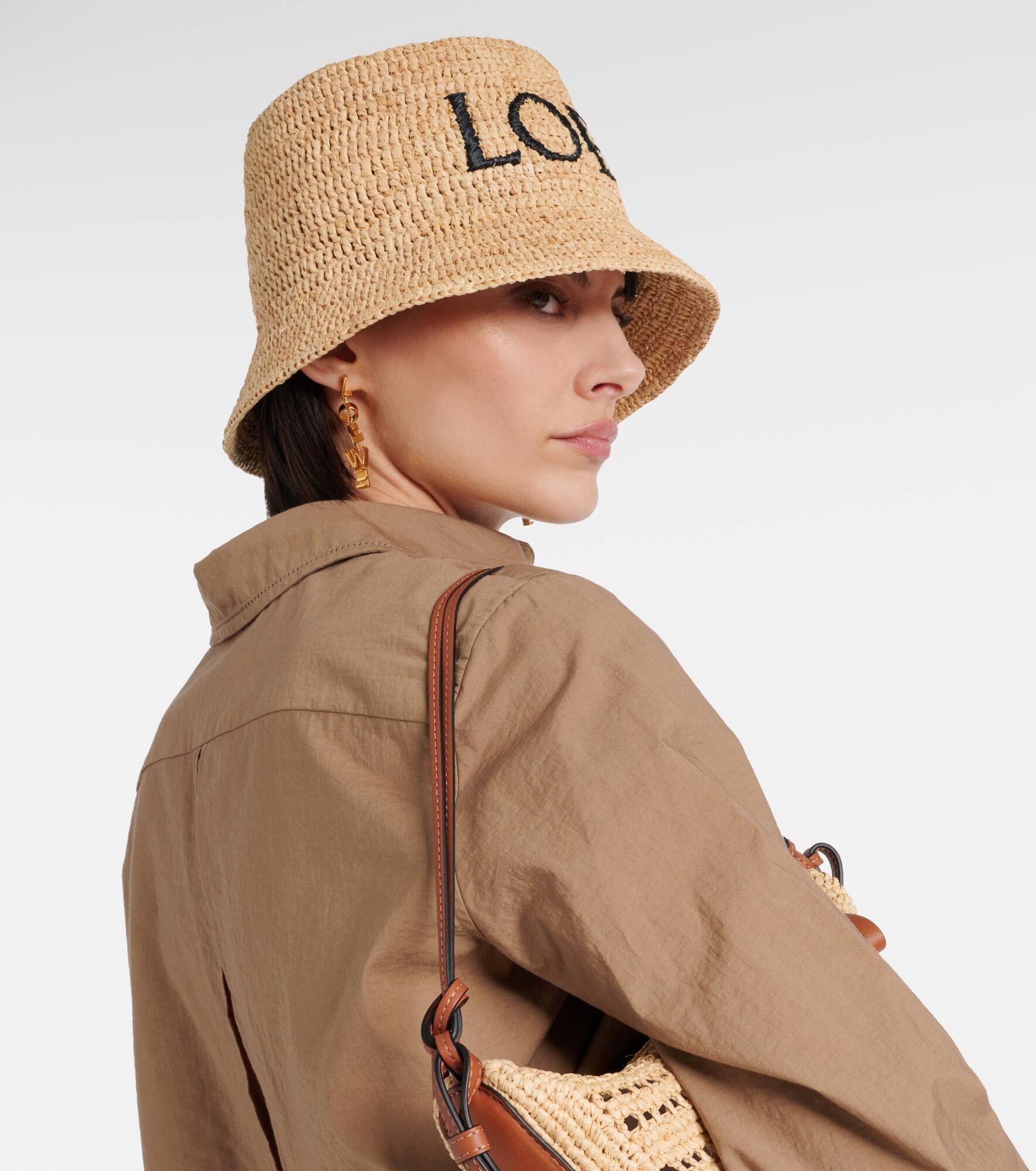 Paula's Ibiza logo raffia bucket hat - 5