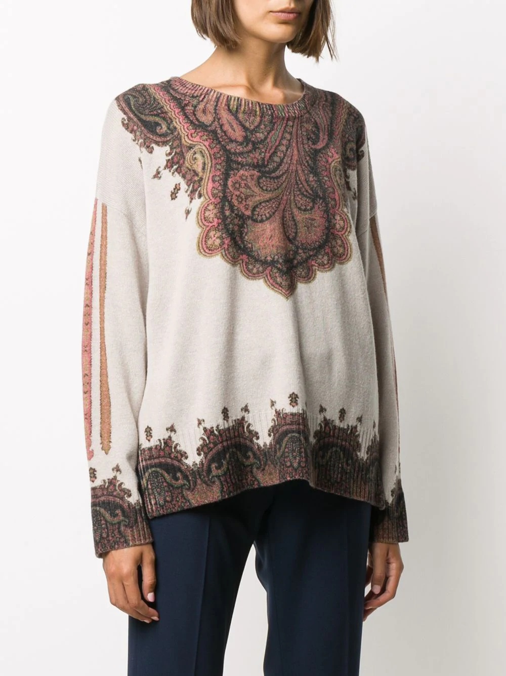 paisley-print  knitted top  - 3