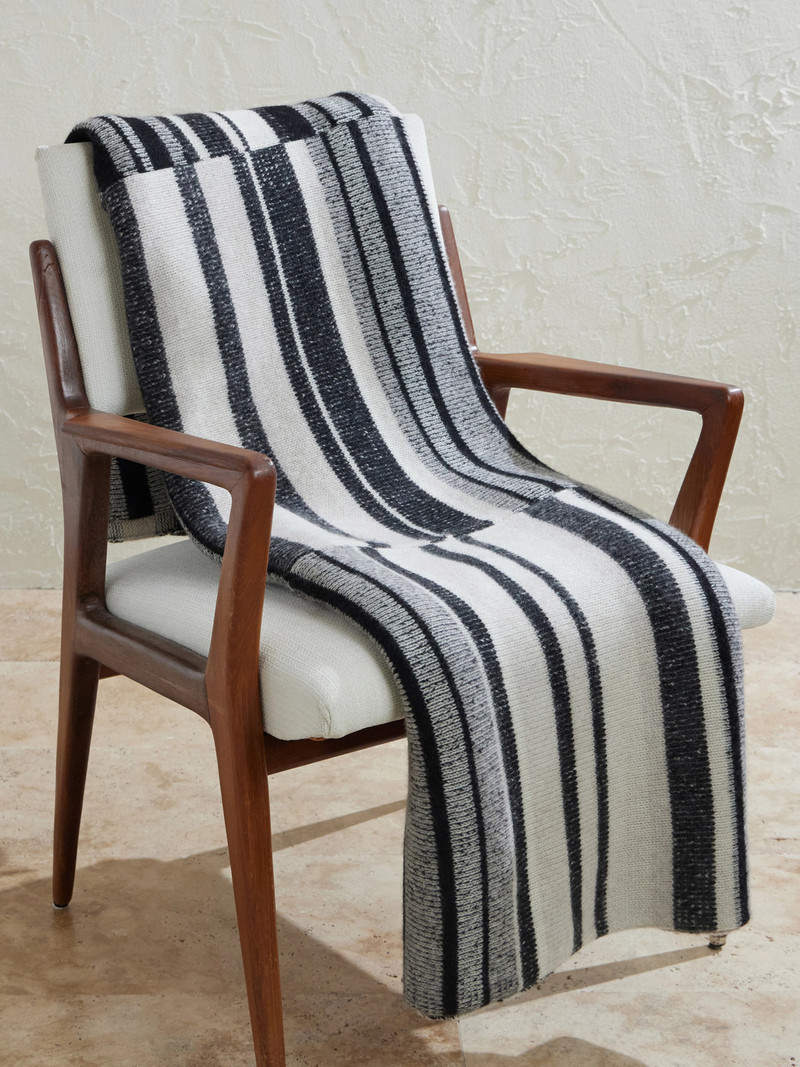 Striped Knitted Cashmere Blanket 1