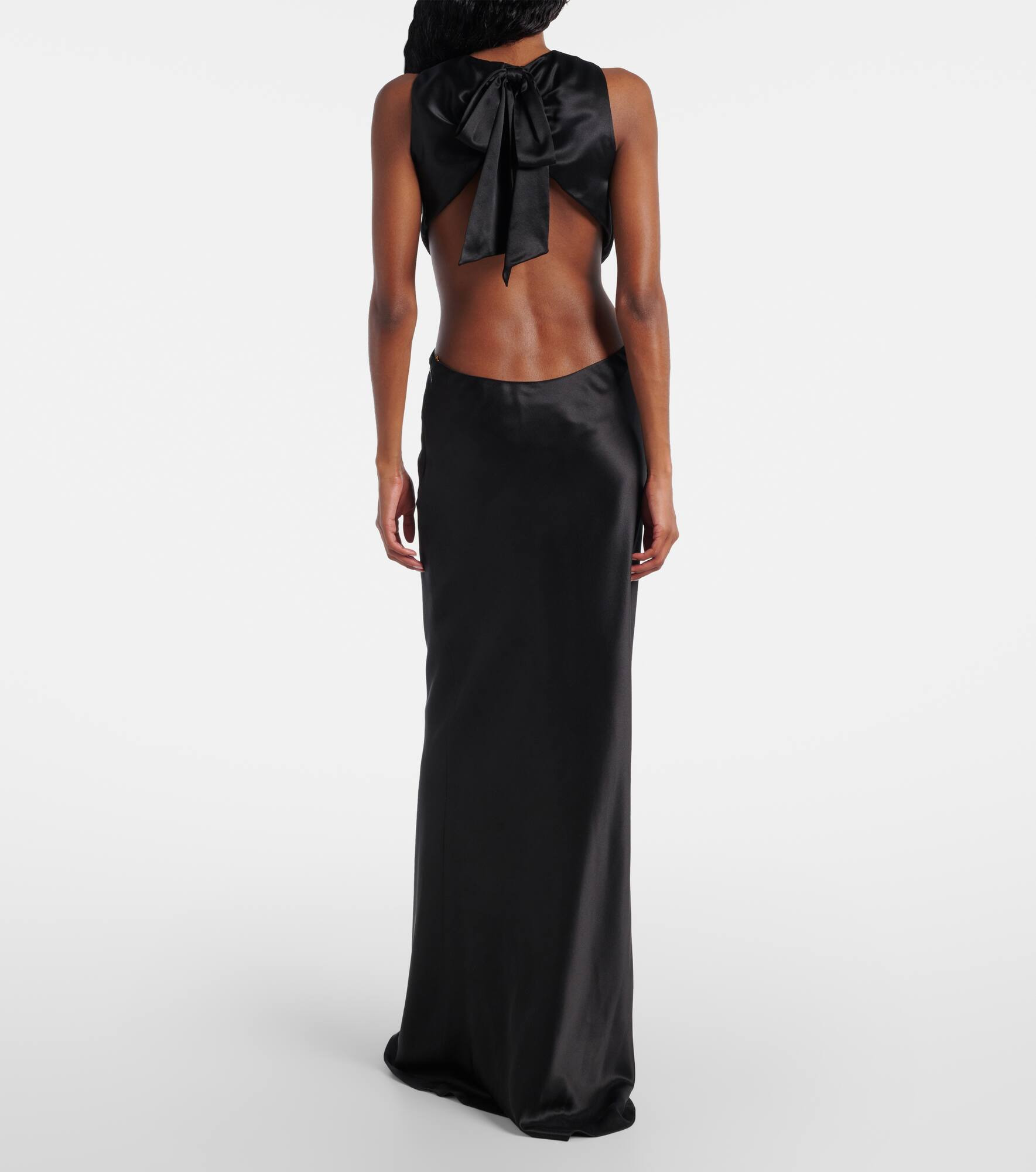 Cutout gathered silk gown - 3