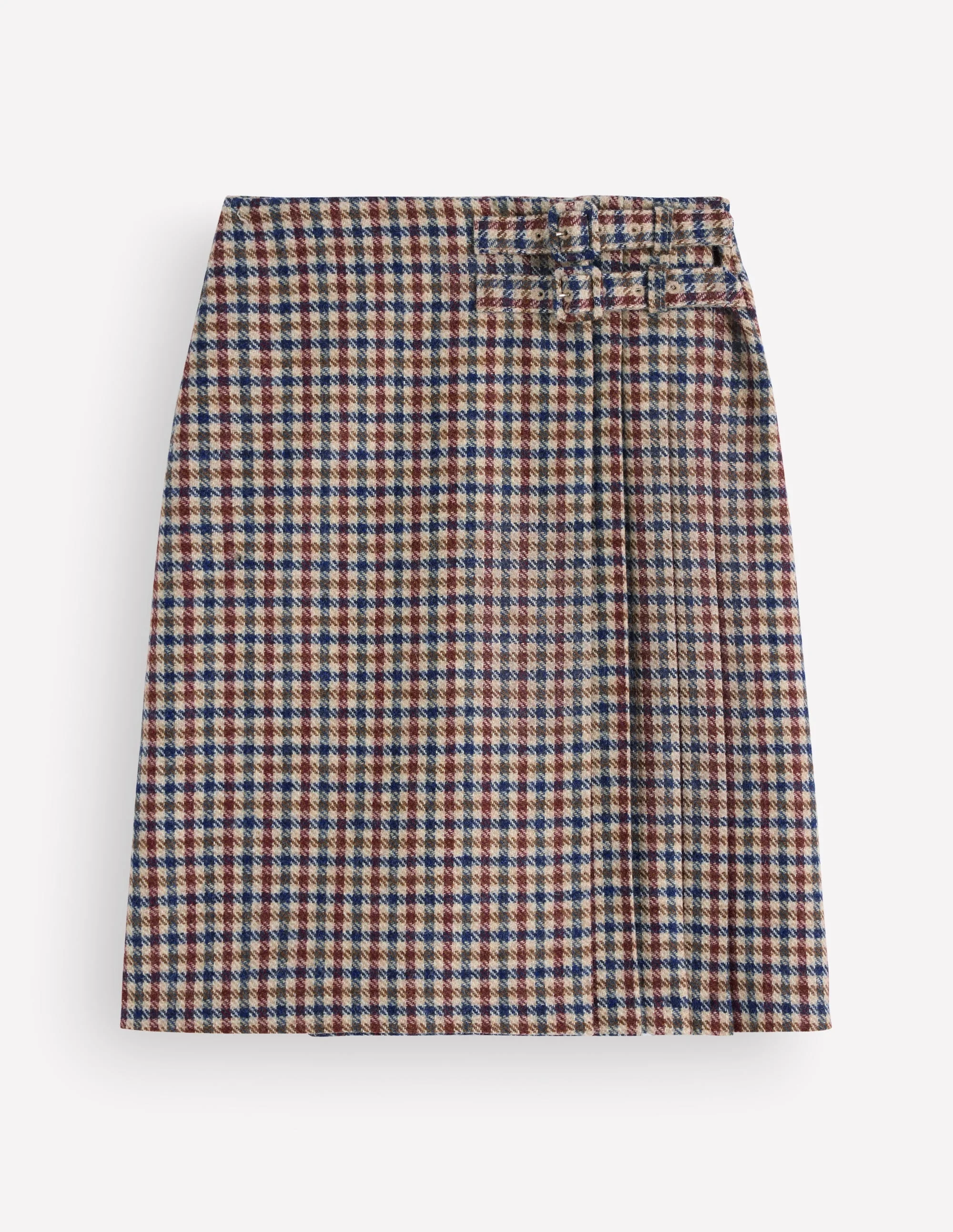 Vera Double Buckle Kilt-Ivory, Blue, Maroon Check - 1
