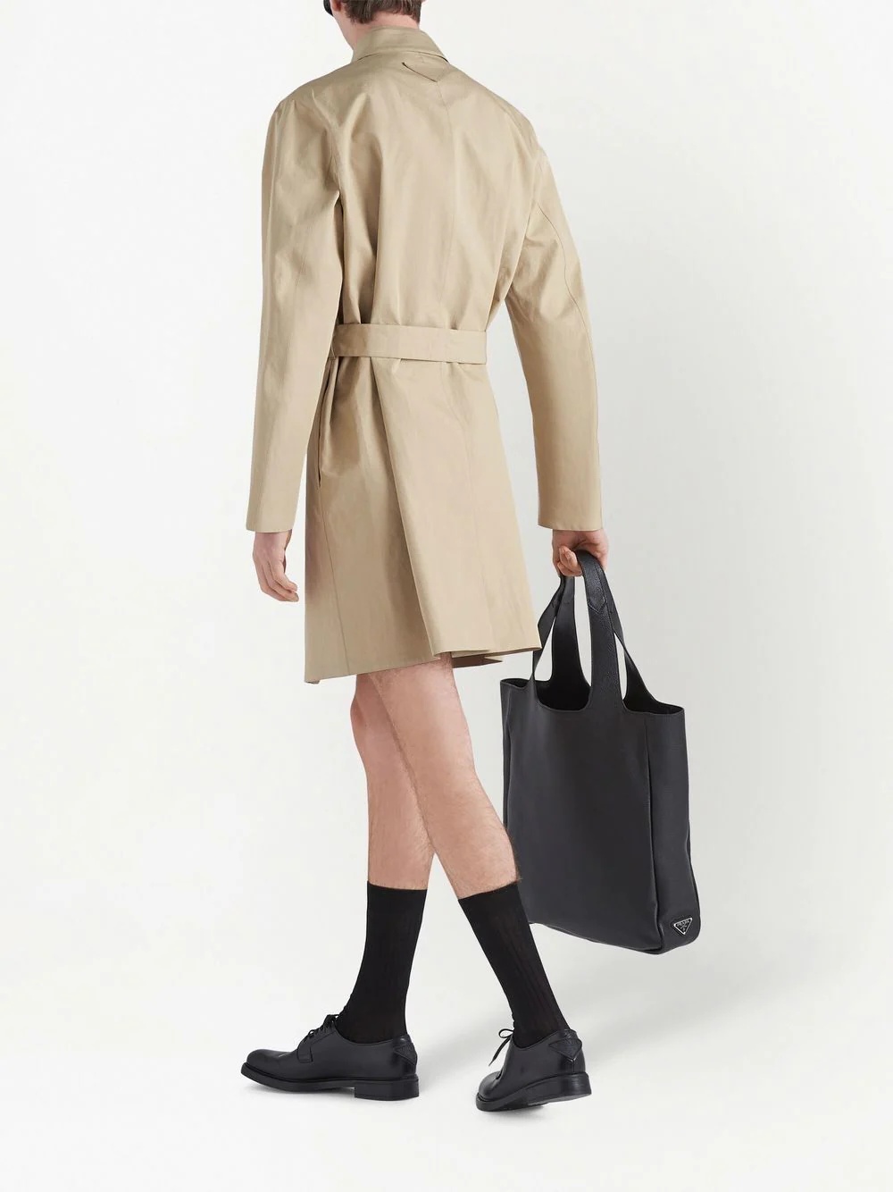 triangle-logo trench coat - 3