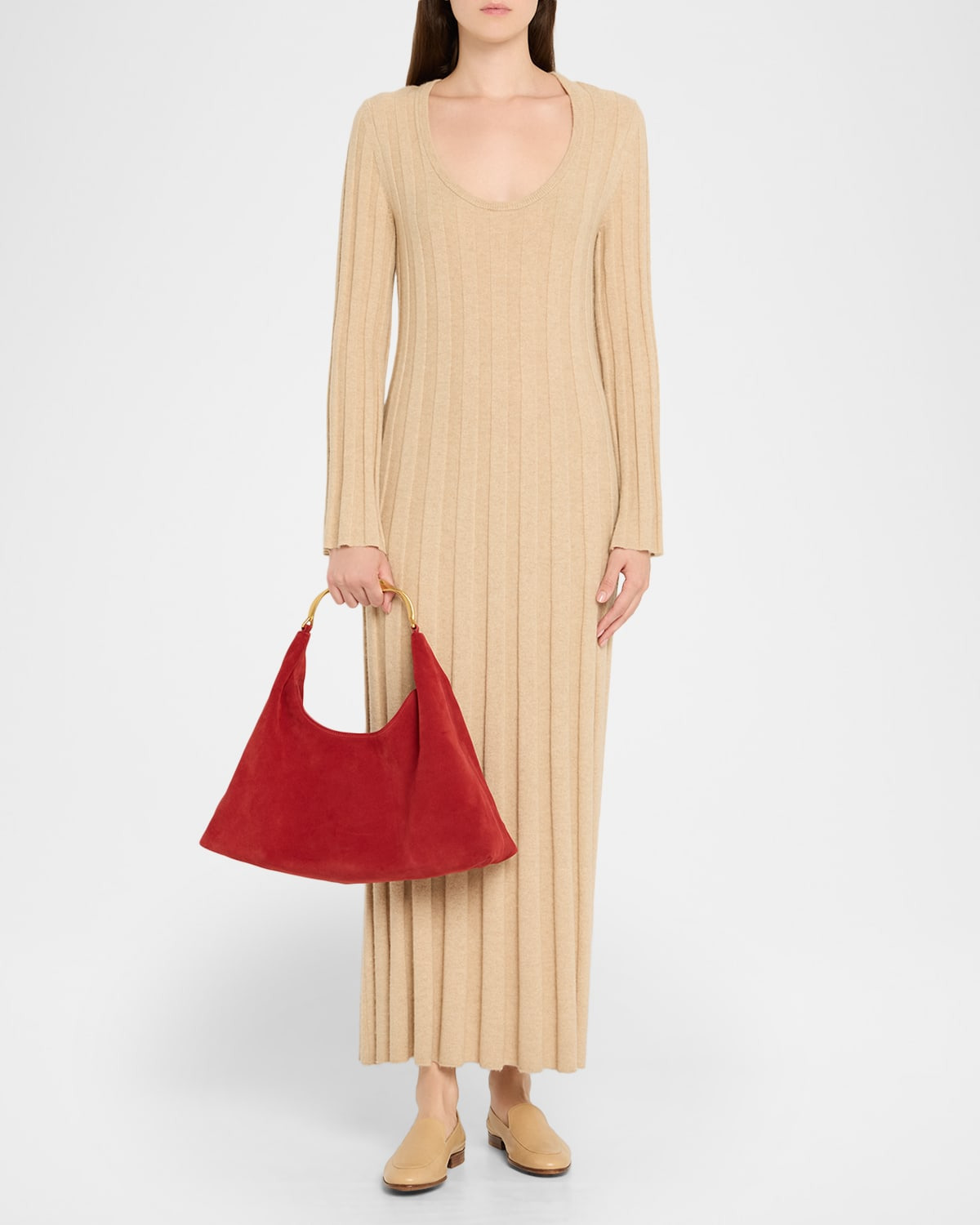 Nixi Suede Twist-Handle Hobo Bag - 6