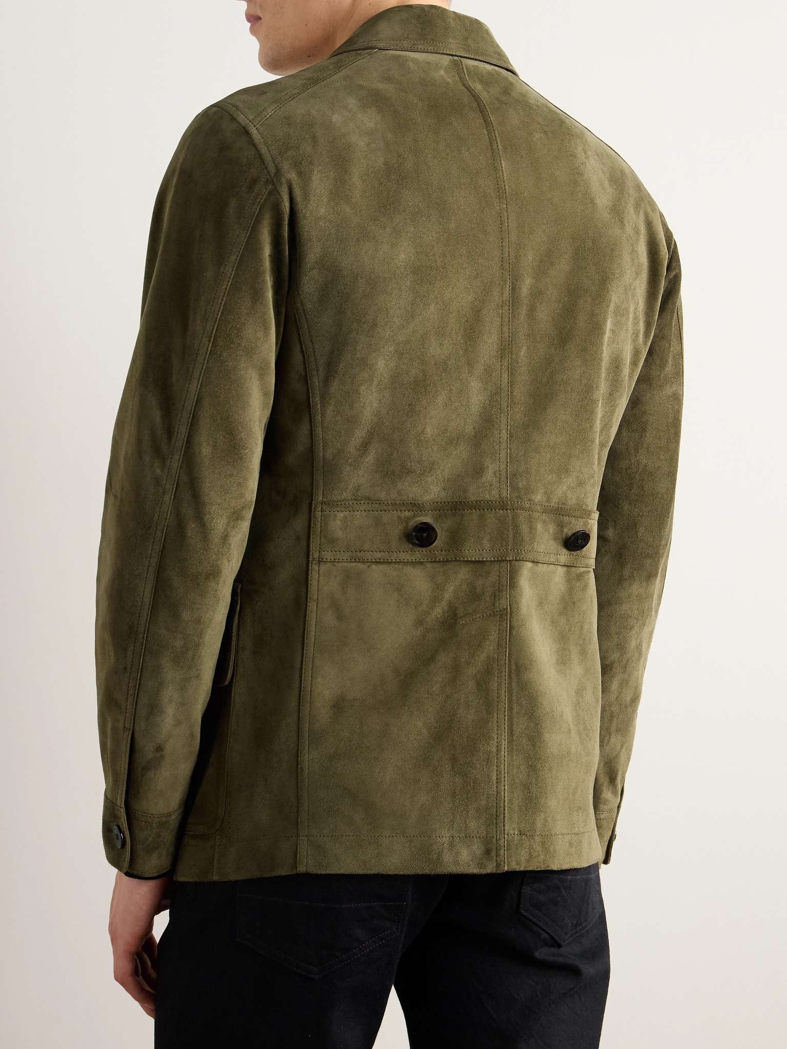 Leather-Trimmed Suede Field Jacket - 4