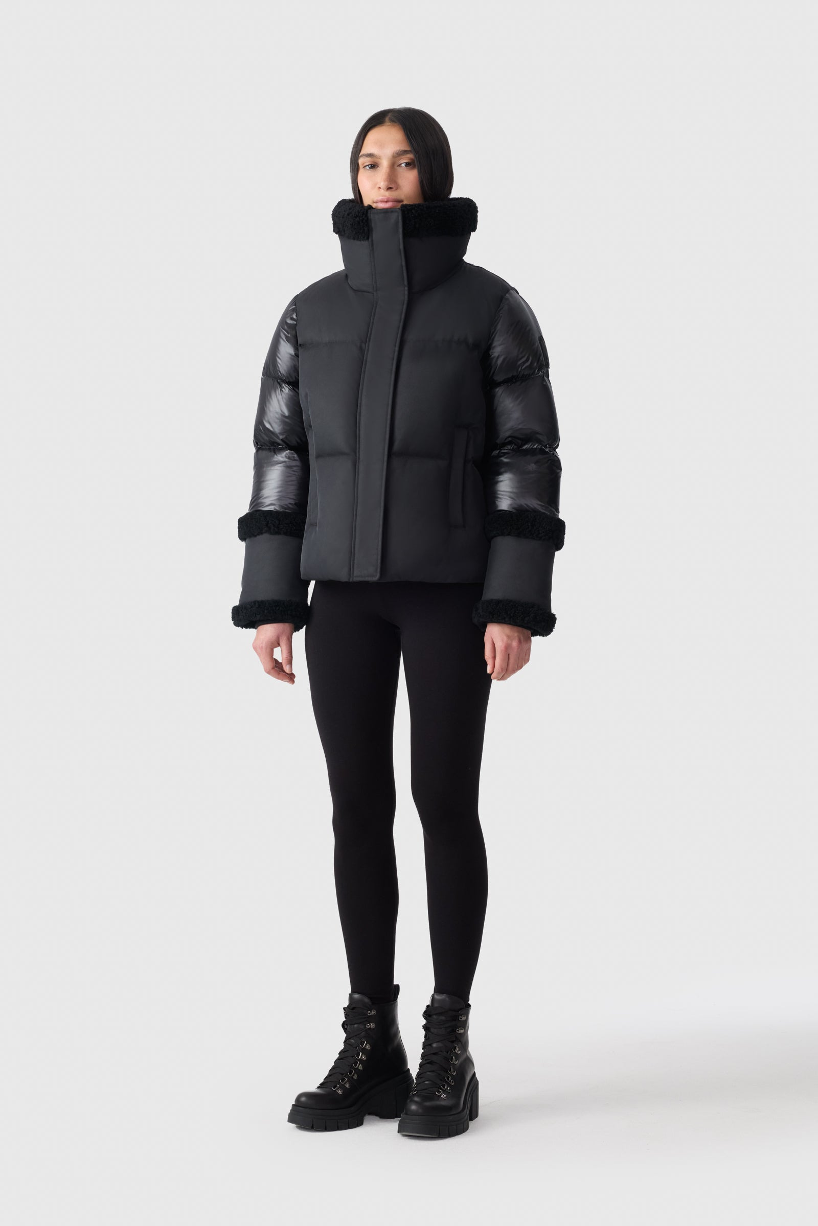 LYDANA Down Jacket With Shearling Trim and Removable Bib - 2