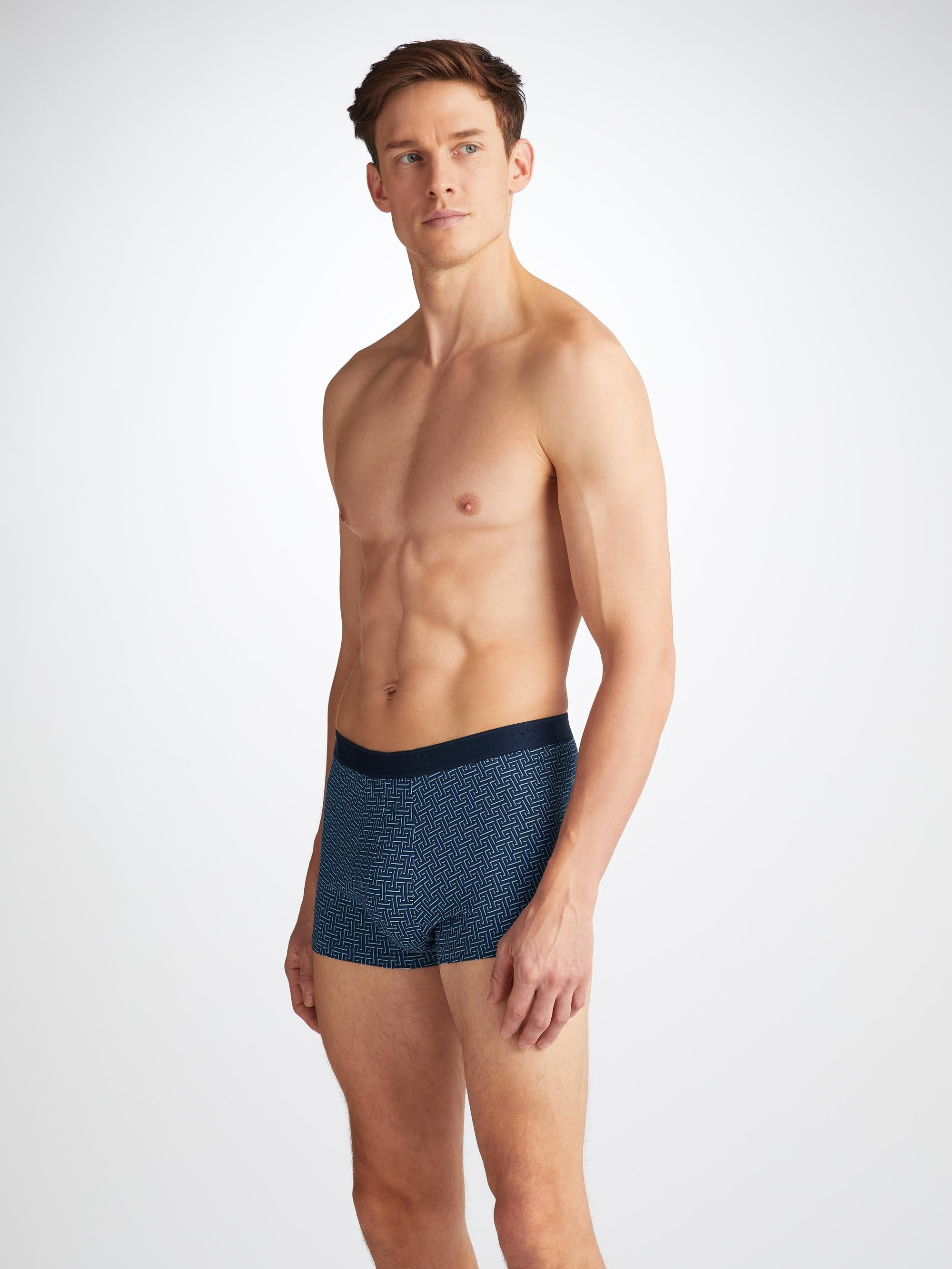 Men's Boxer Briefs Geometric 7 Pima Cotton Stretch Navy - 1