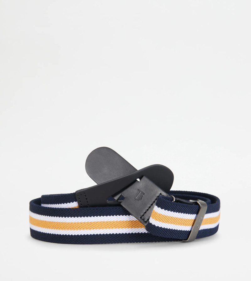 Tod's CANVAS AND LEATHER BELT - BLUE, WHITE, YELLOW outlook